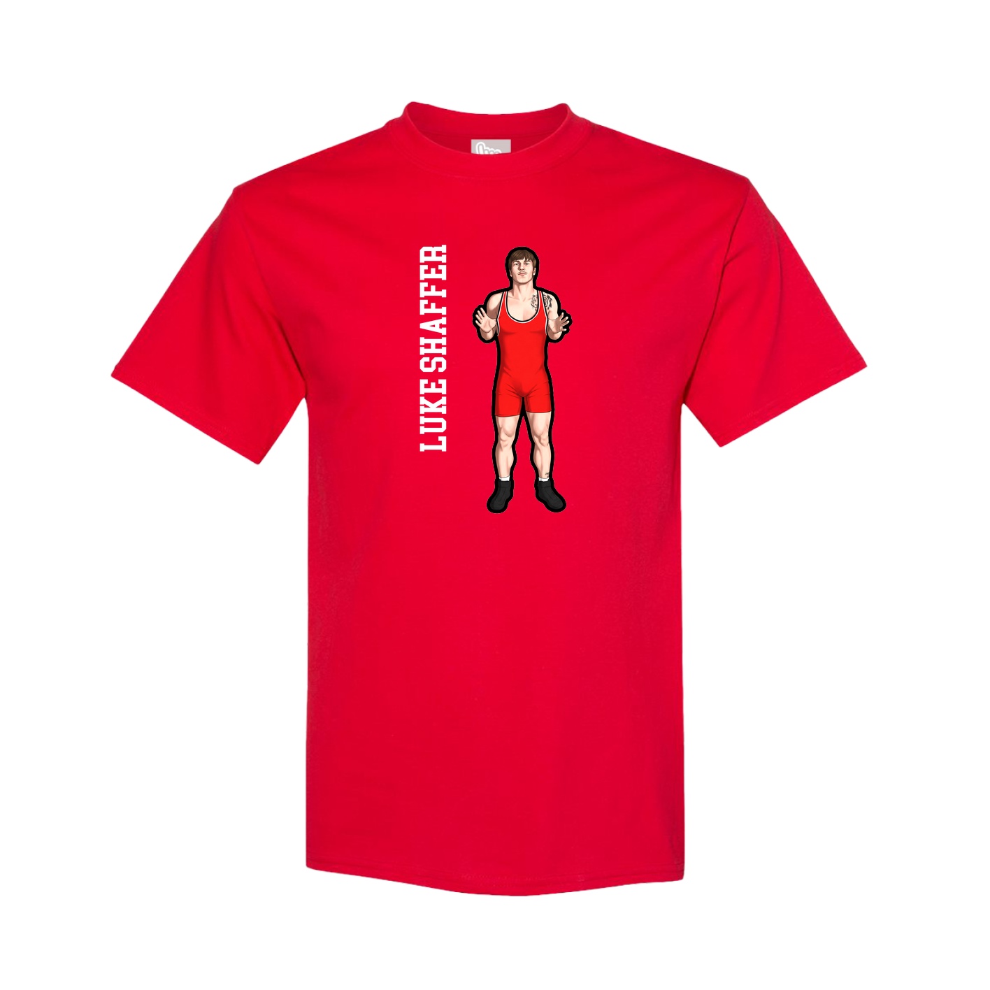 Tee — Name Vertical in Red
