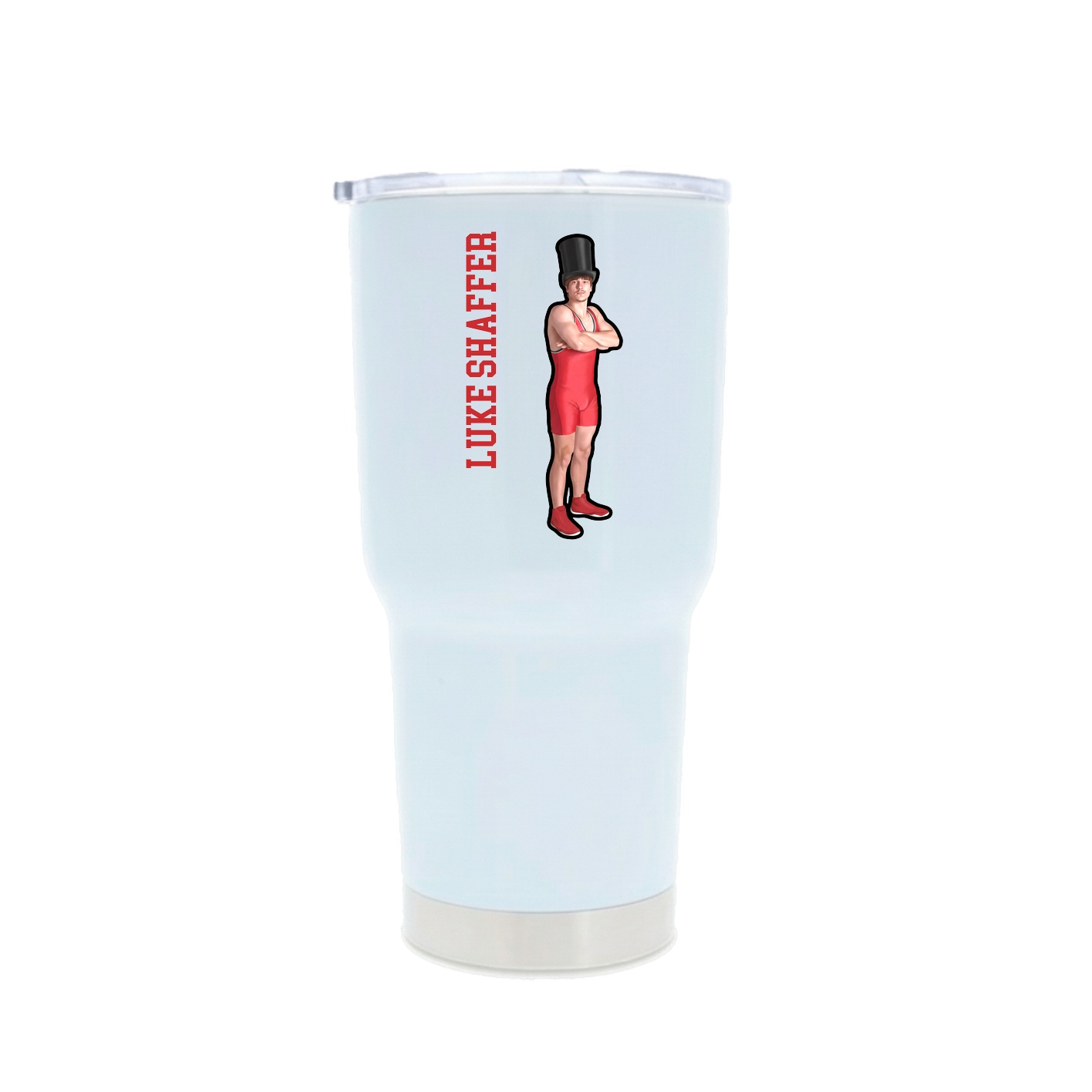 30oz Stainless Steel Tumbler — Name Vertical in White