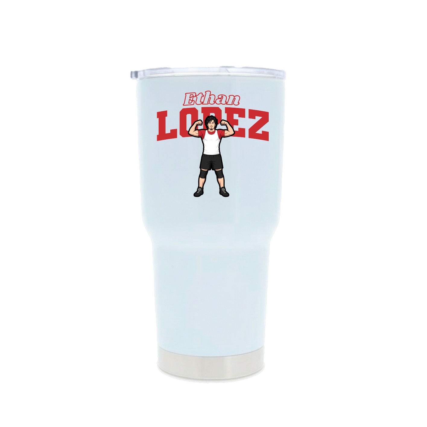 30oz Stainless Steel Tumbler — Name Arch in White