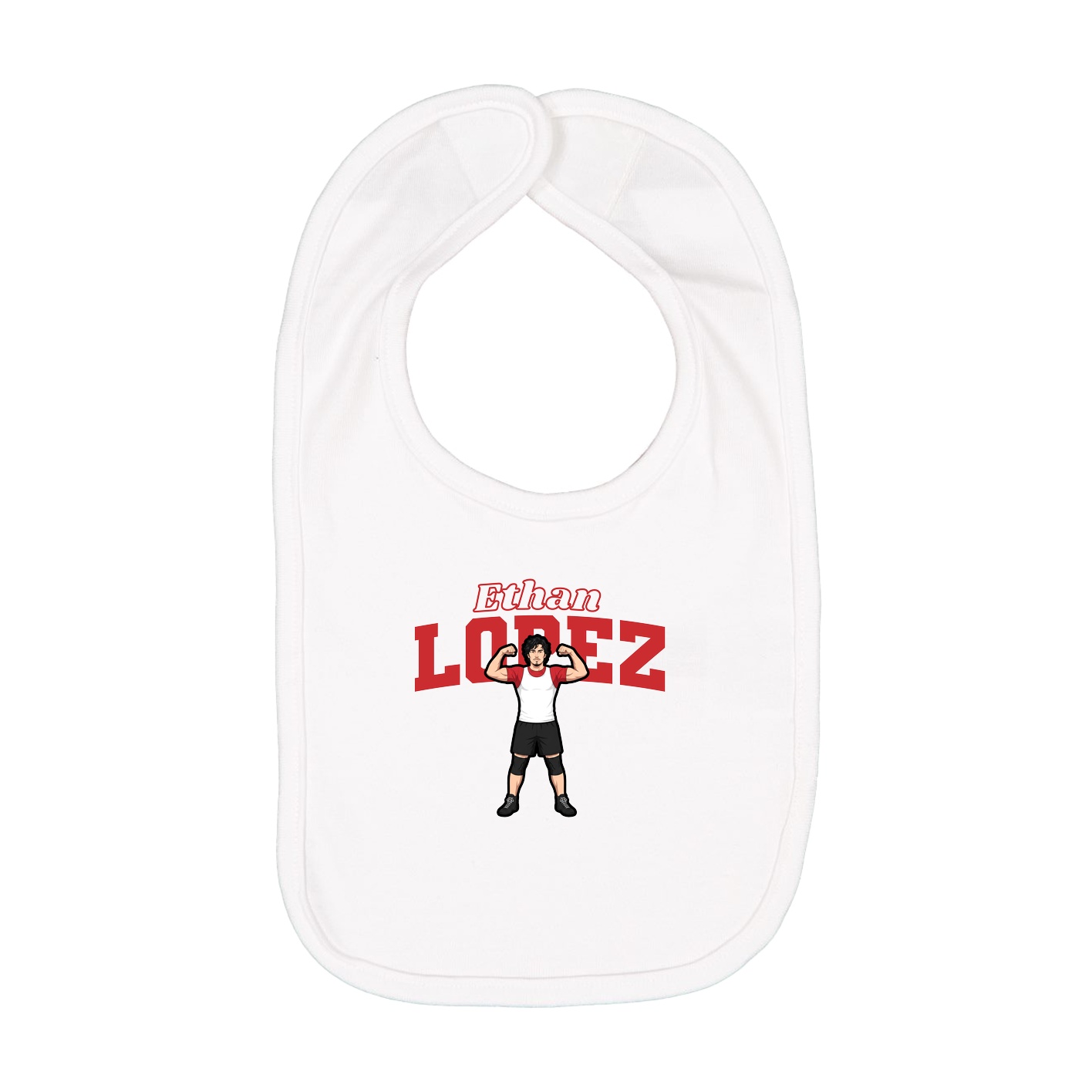 Infant Bib — Name Arch in White