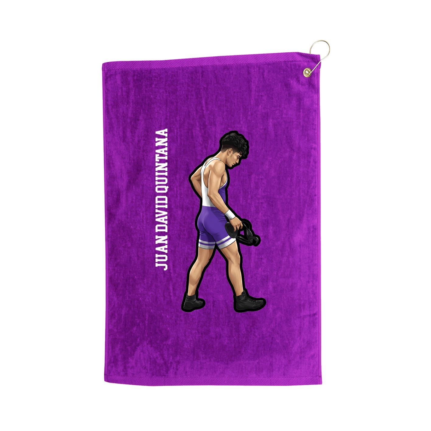 Golf Towel — Name Vertical in Purple