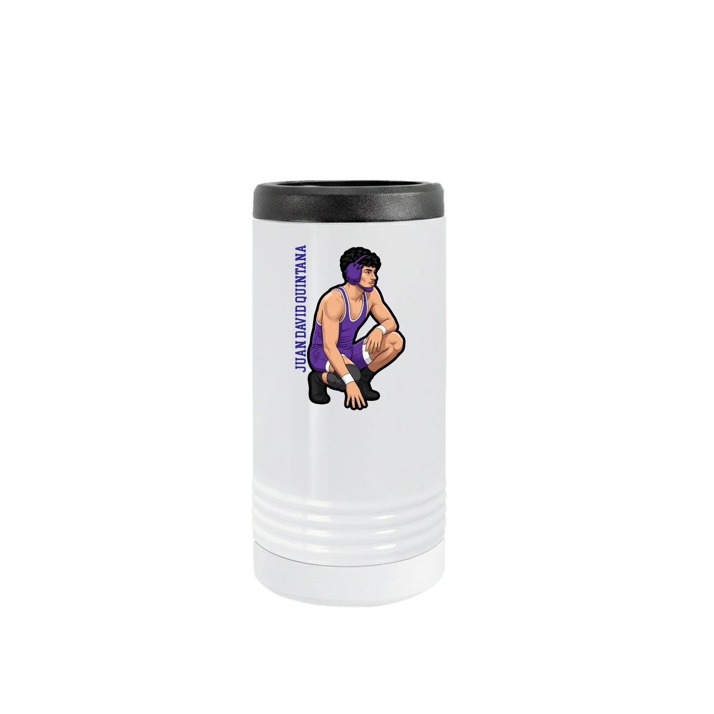 Slim Beverage Holder — Name Vertical in White