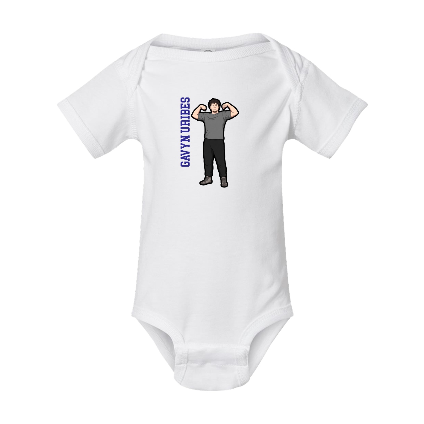 Baby Onesie — Name Vertical in White