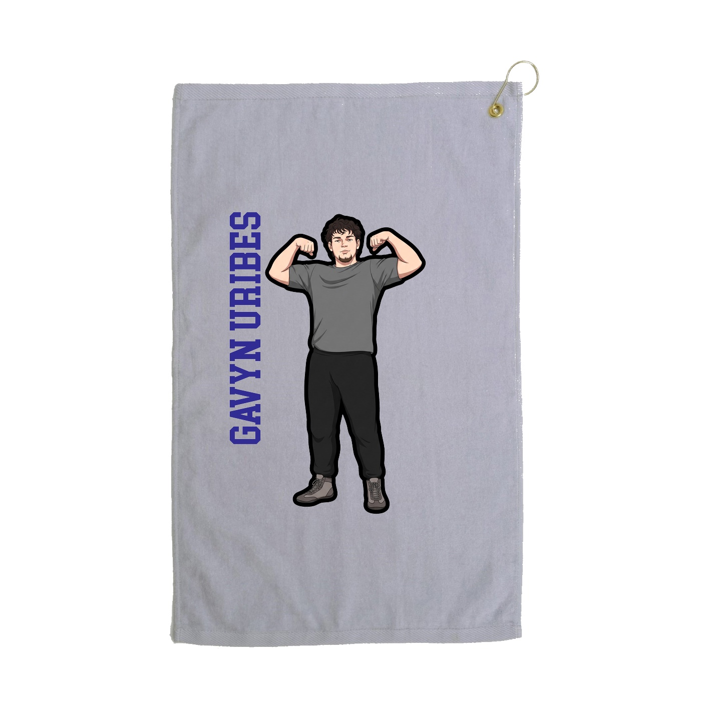 Golf Towel — Name Vertical in Grey