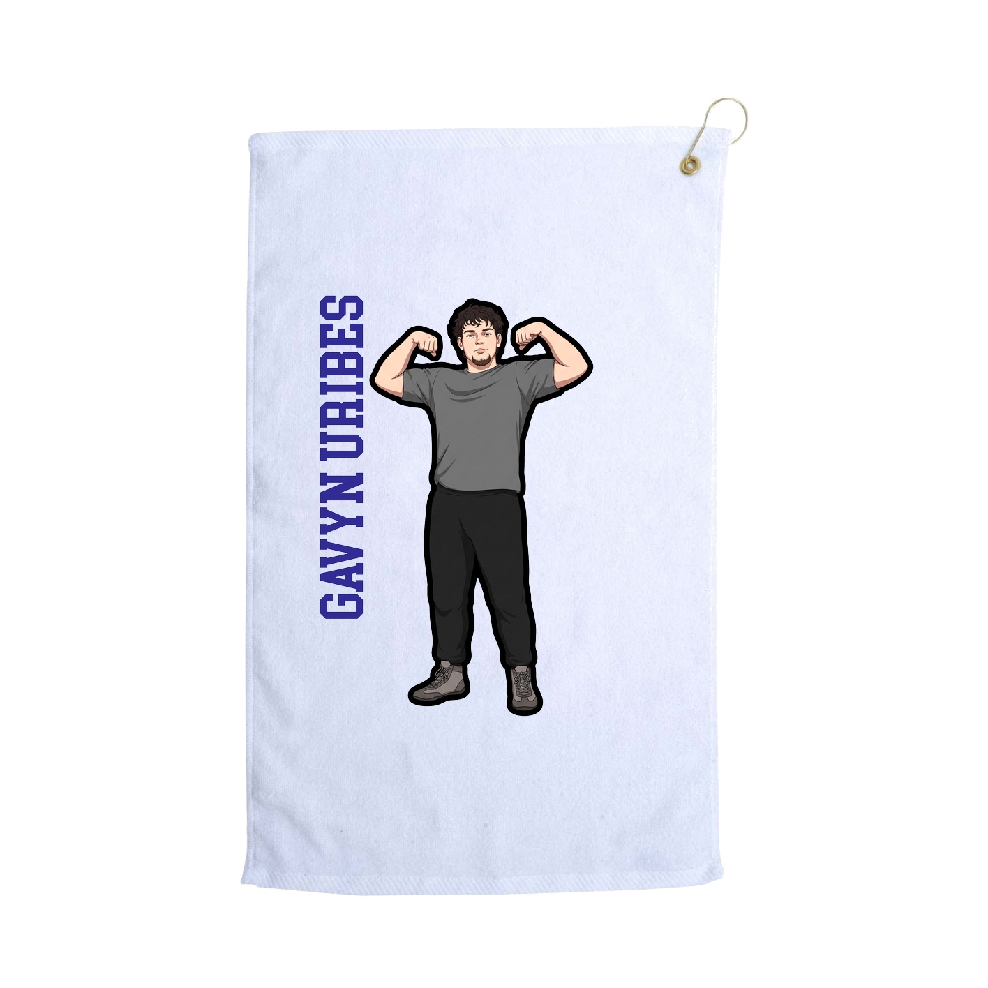 Golf Towel — Name Vertical in White