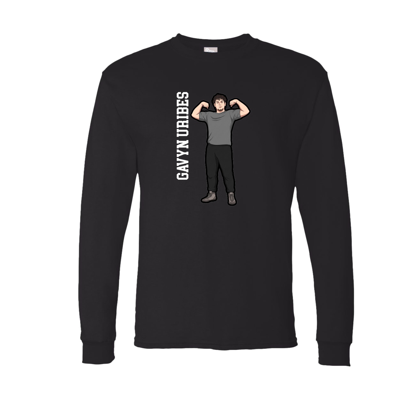 Long Sleeve Tee — Name Vertical in Black