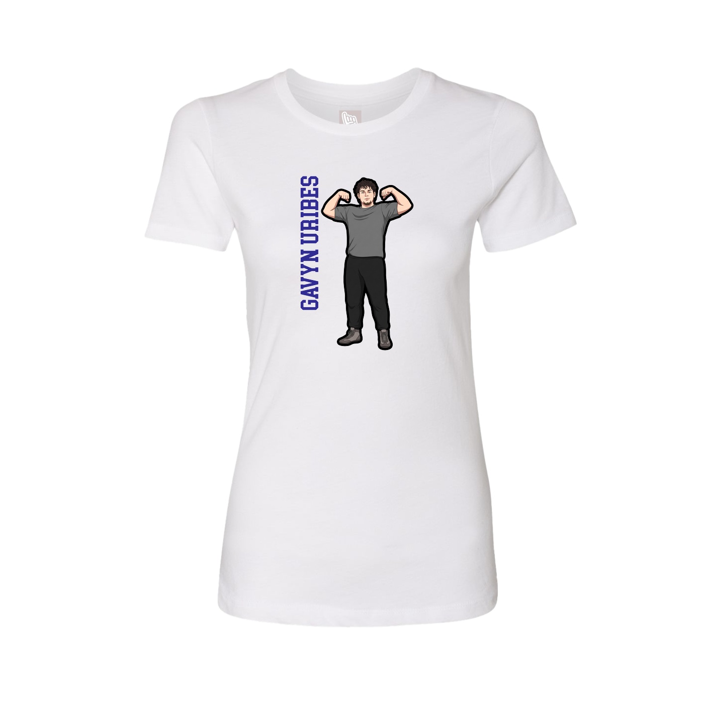 Fitted Women's Tee — Name Vertical in White