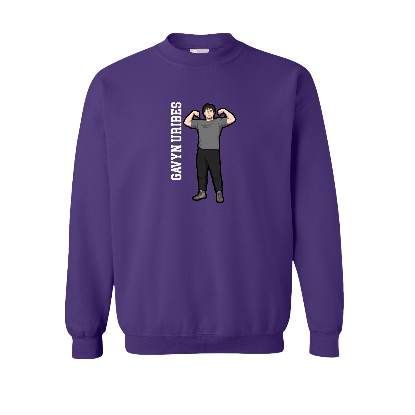 Fleece Crew — Name Vertical in Purple