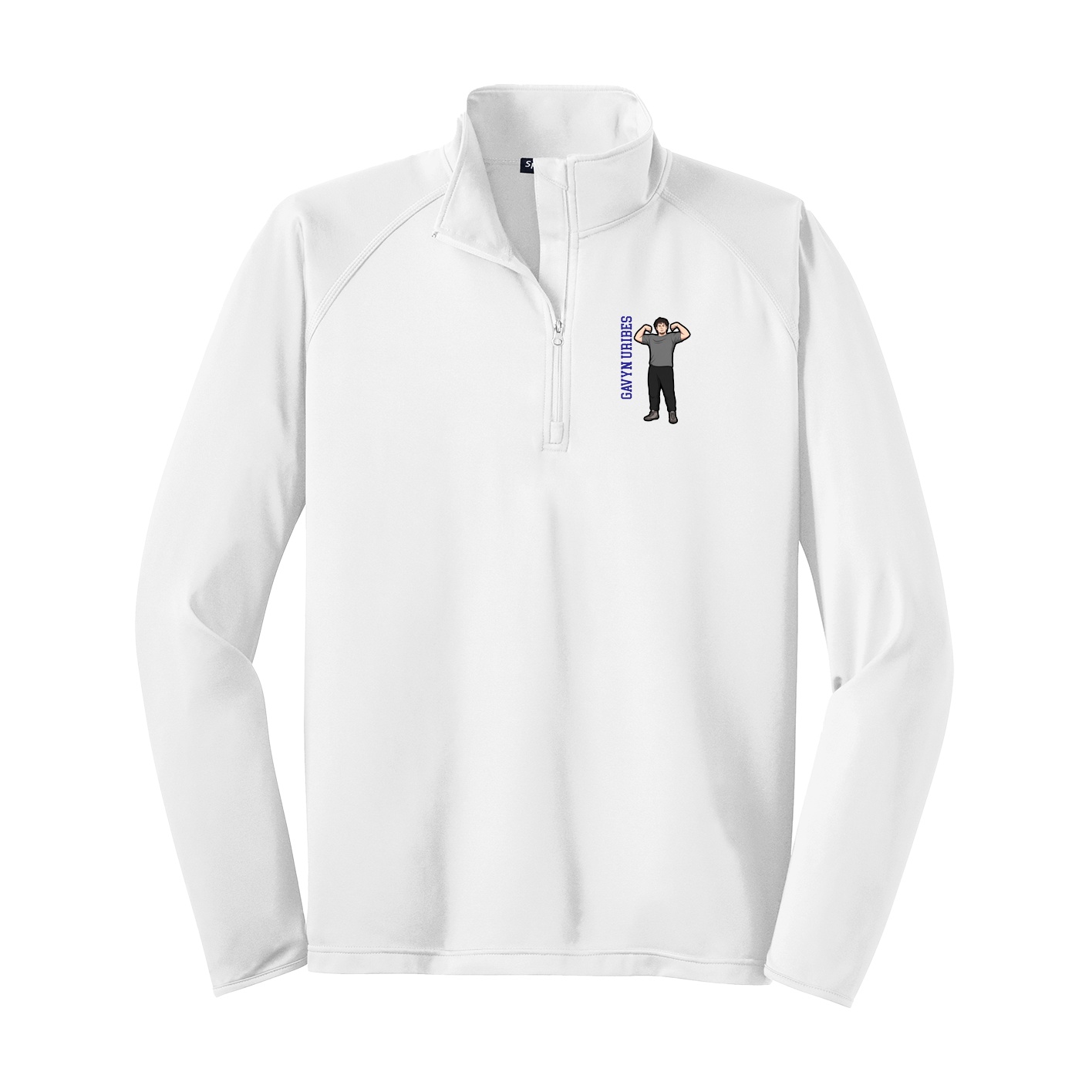 Q-Zip Pullover — Name Vertical in White