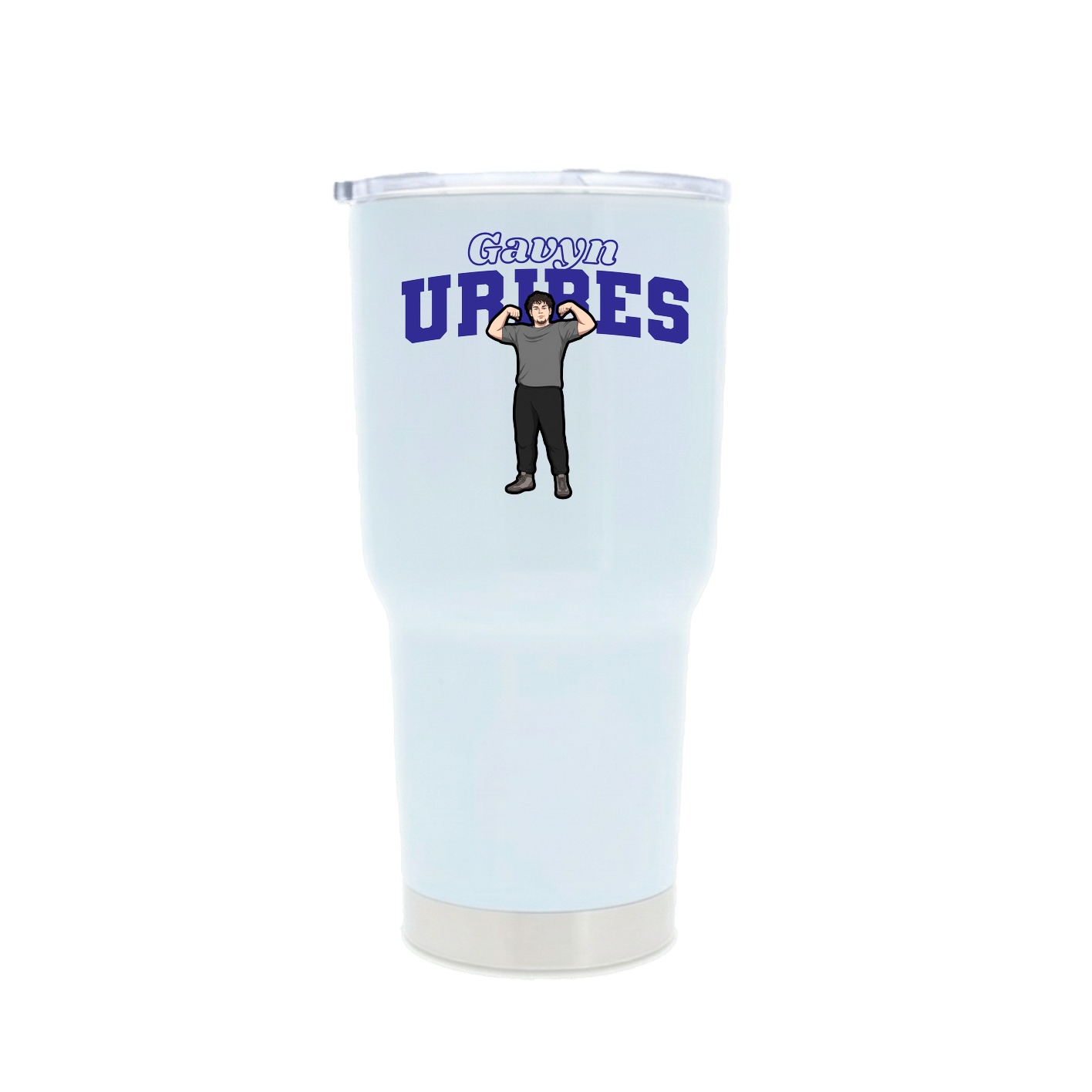 30oz Stainless Steel Tumbler — Name Arch in White