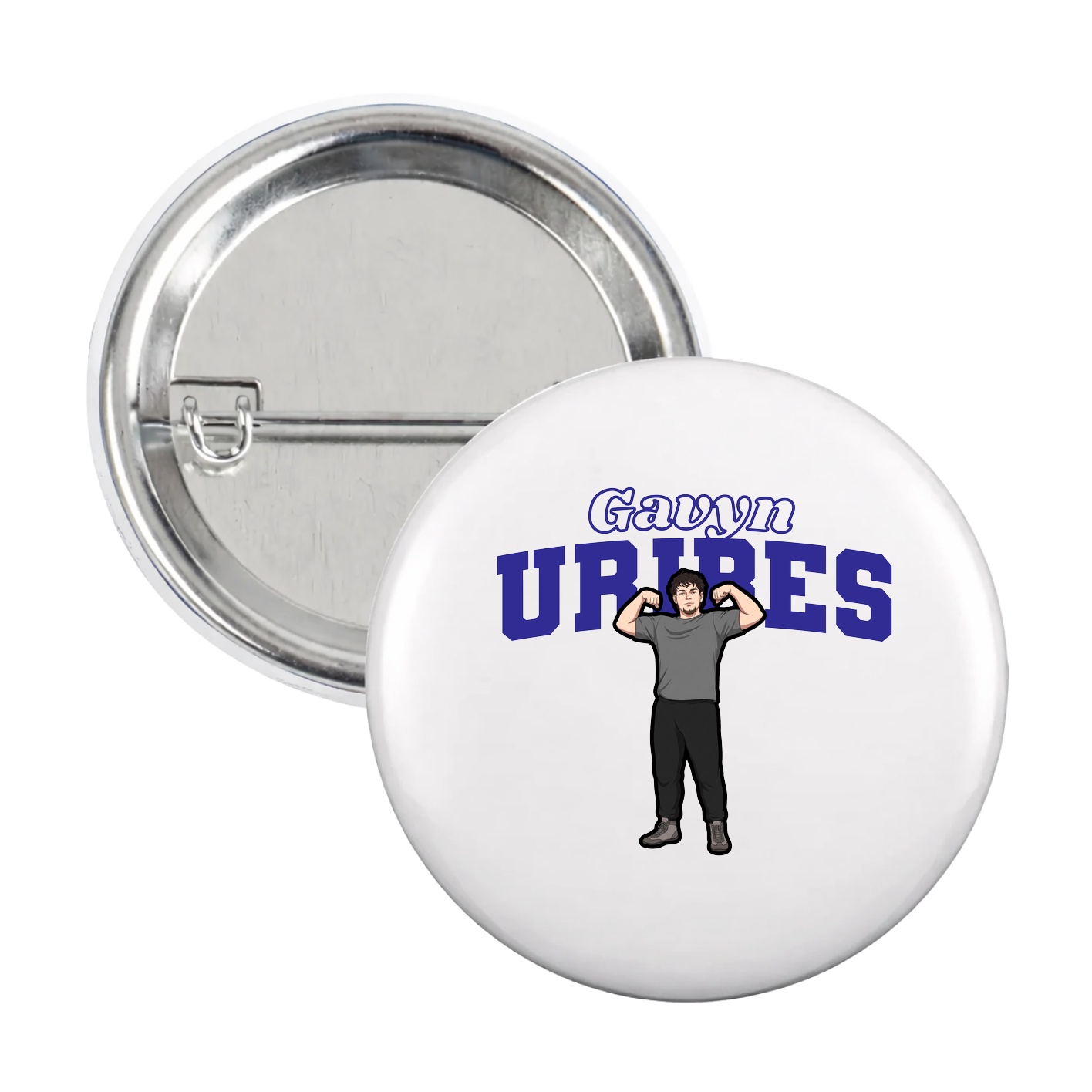 Game Day Button — Name Arch in White