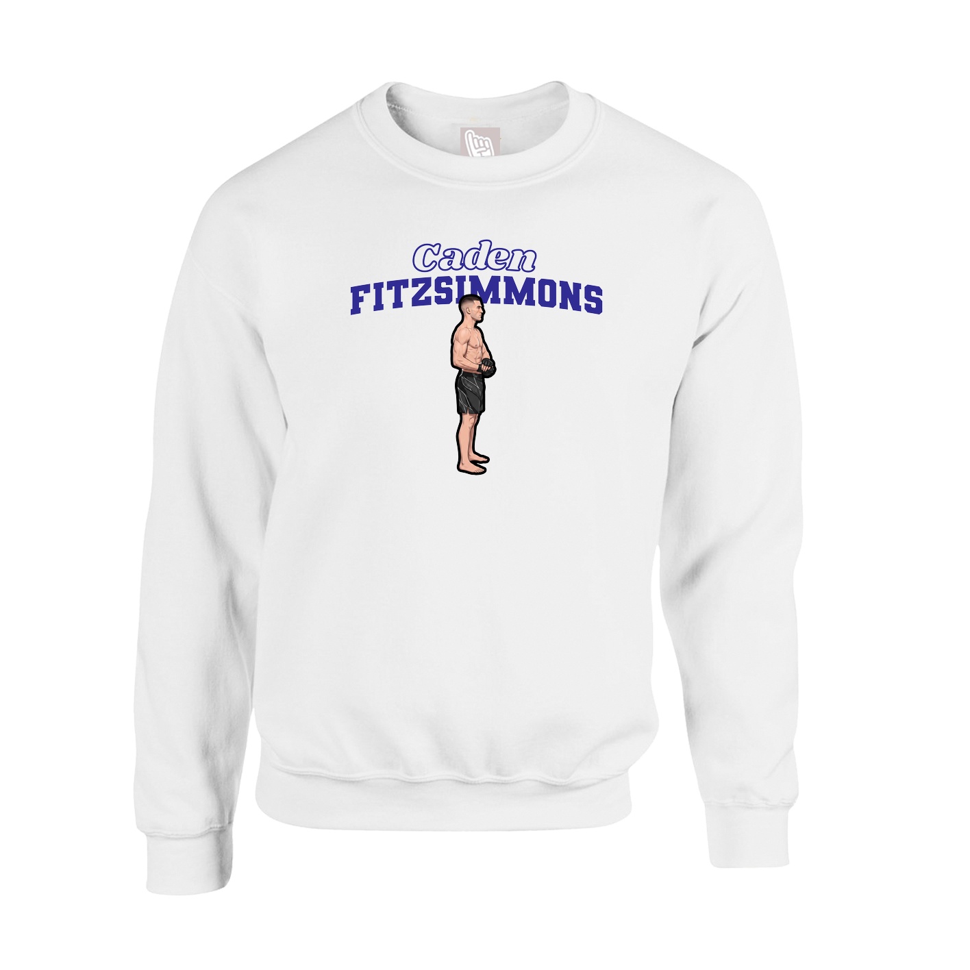 Fleece Crew — Name Arch in White