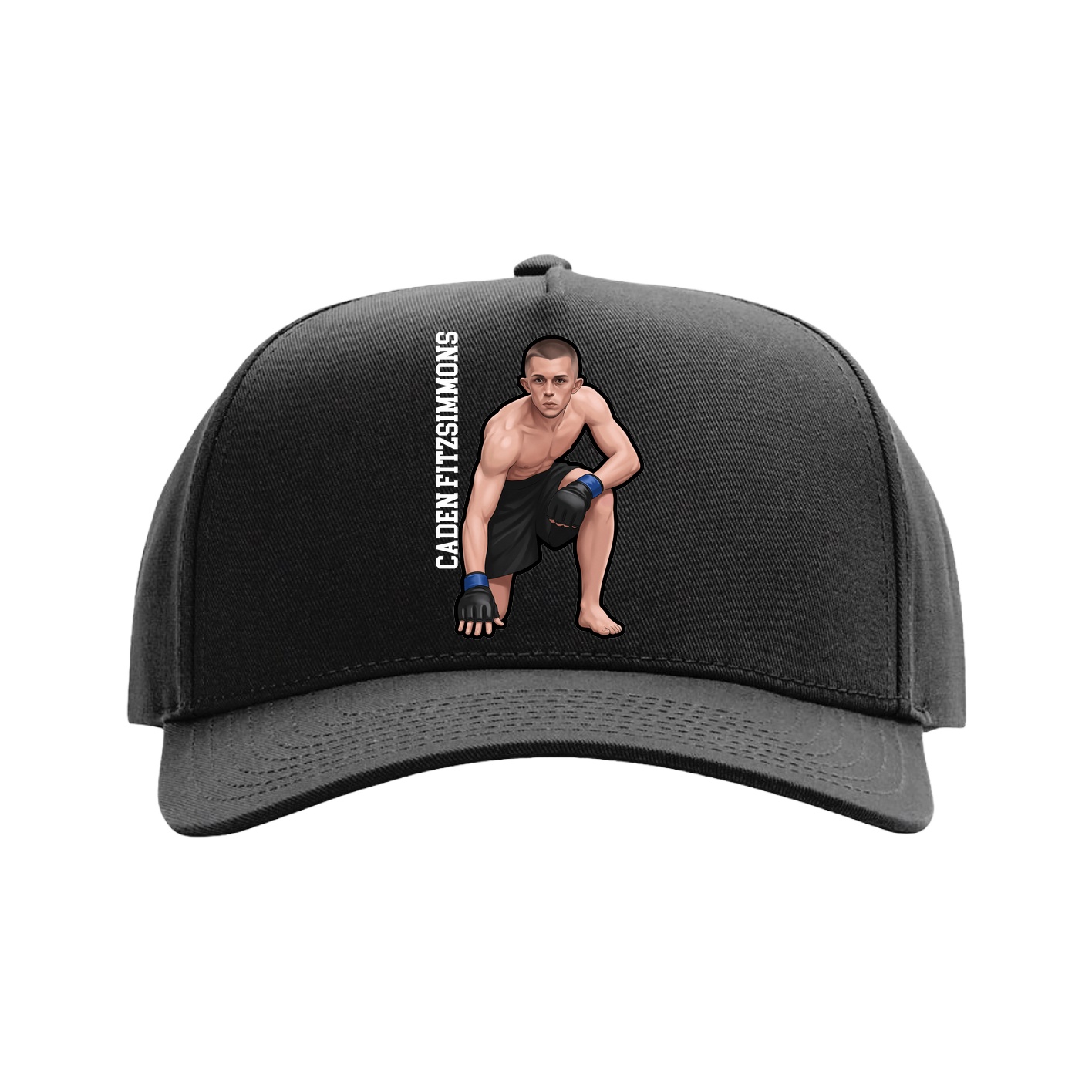 Full Fabric Five-Panel Champ Cap — Name Vertical in Black