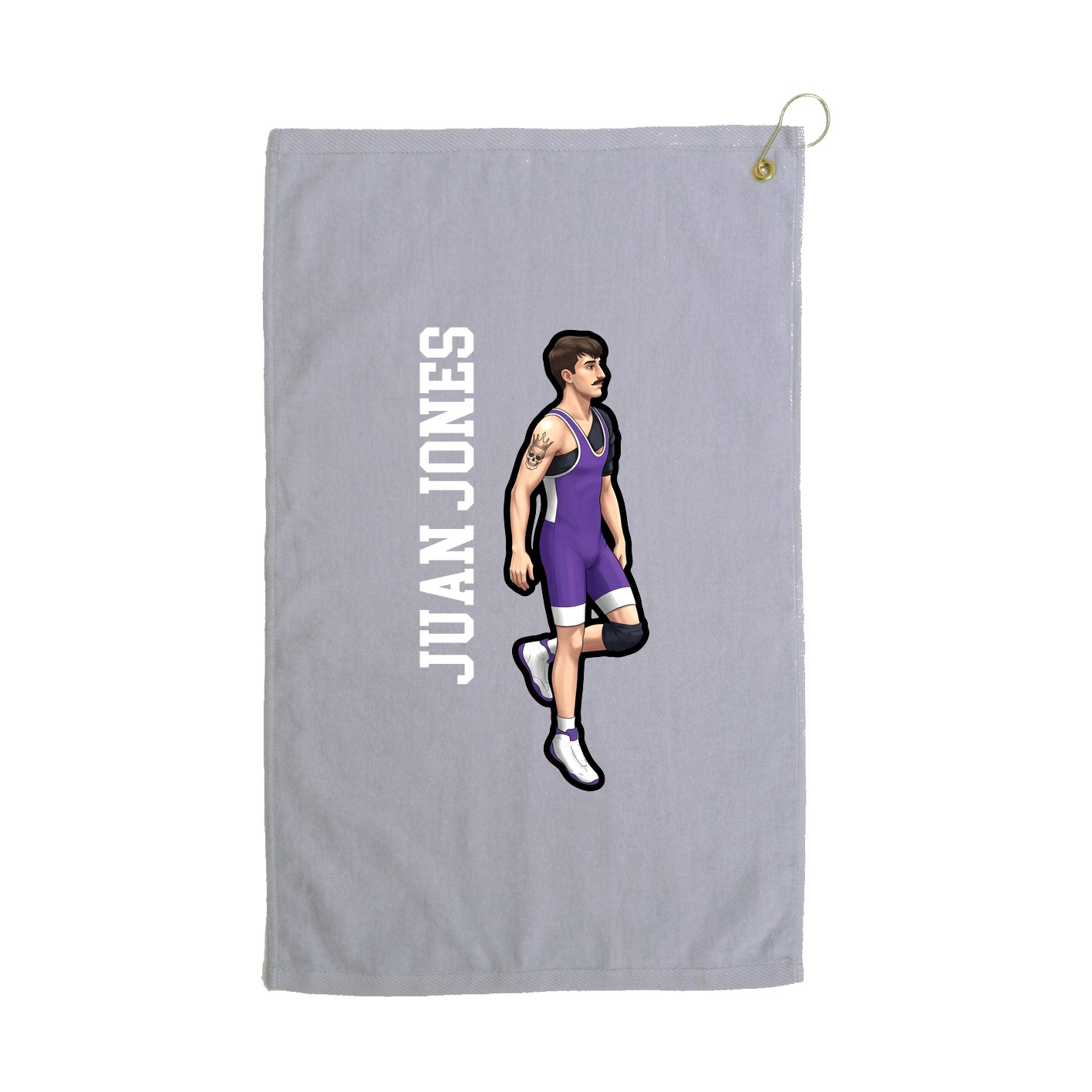 Golf Towel — Name Vertical in Grey