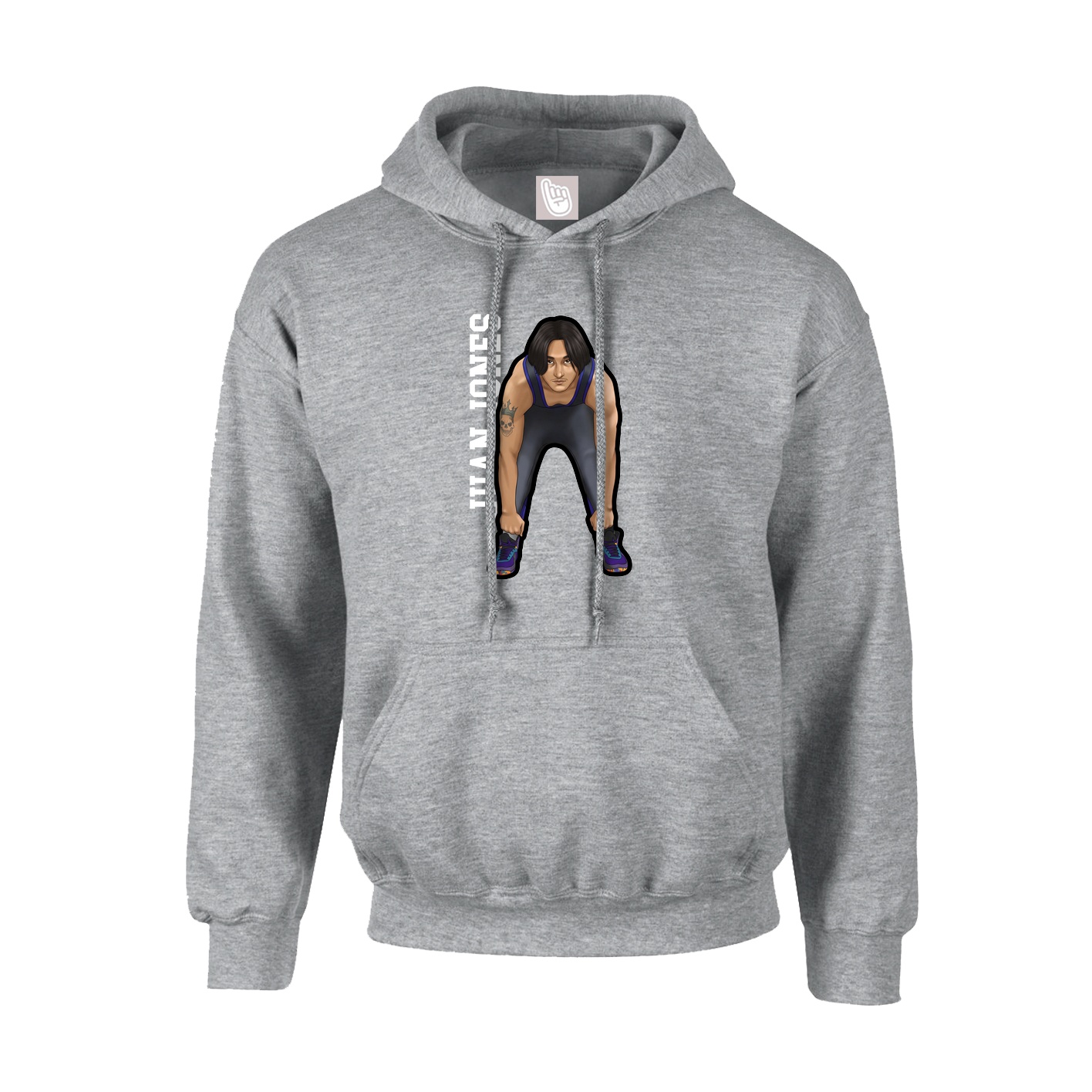 Hoodie — Name Vertical in Grey