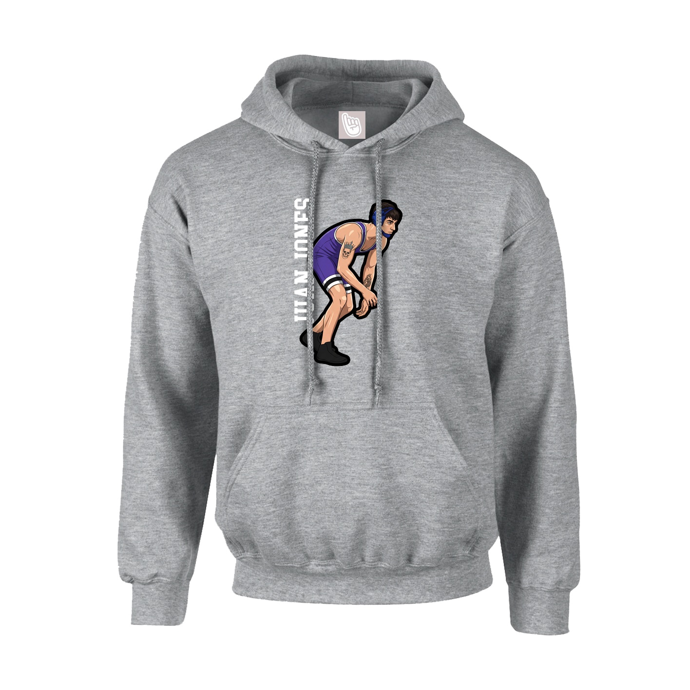 Youth Hoodie — Name Vertical in Grey