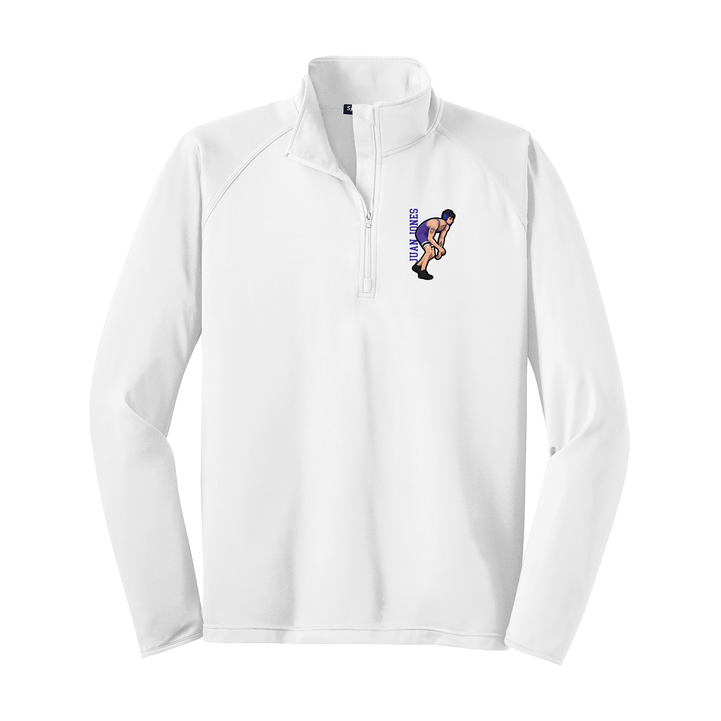 Q-Zip Pullover — Name Vertical in White