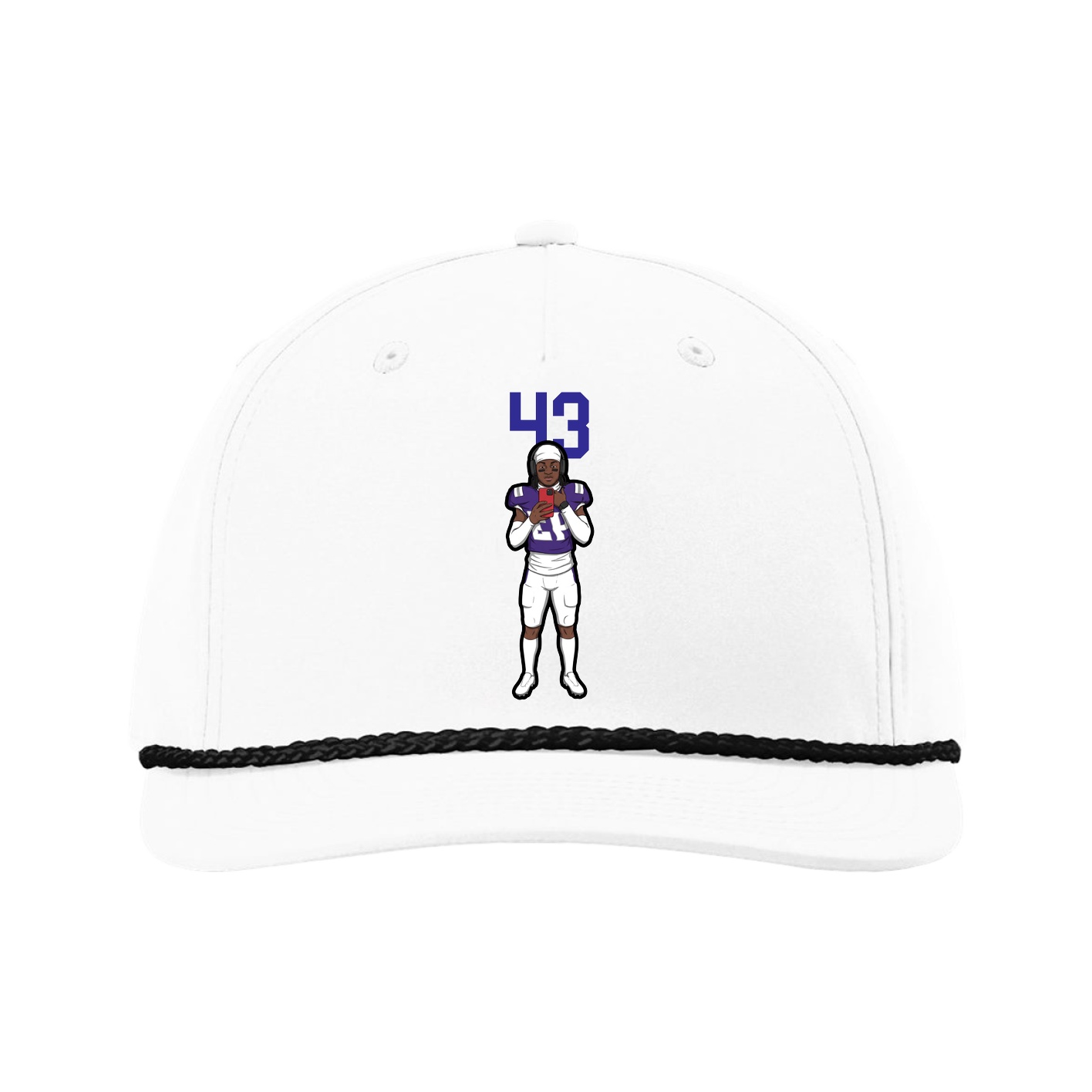 Five-Panel Classic Rope Cap — Number Top in White