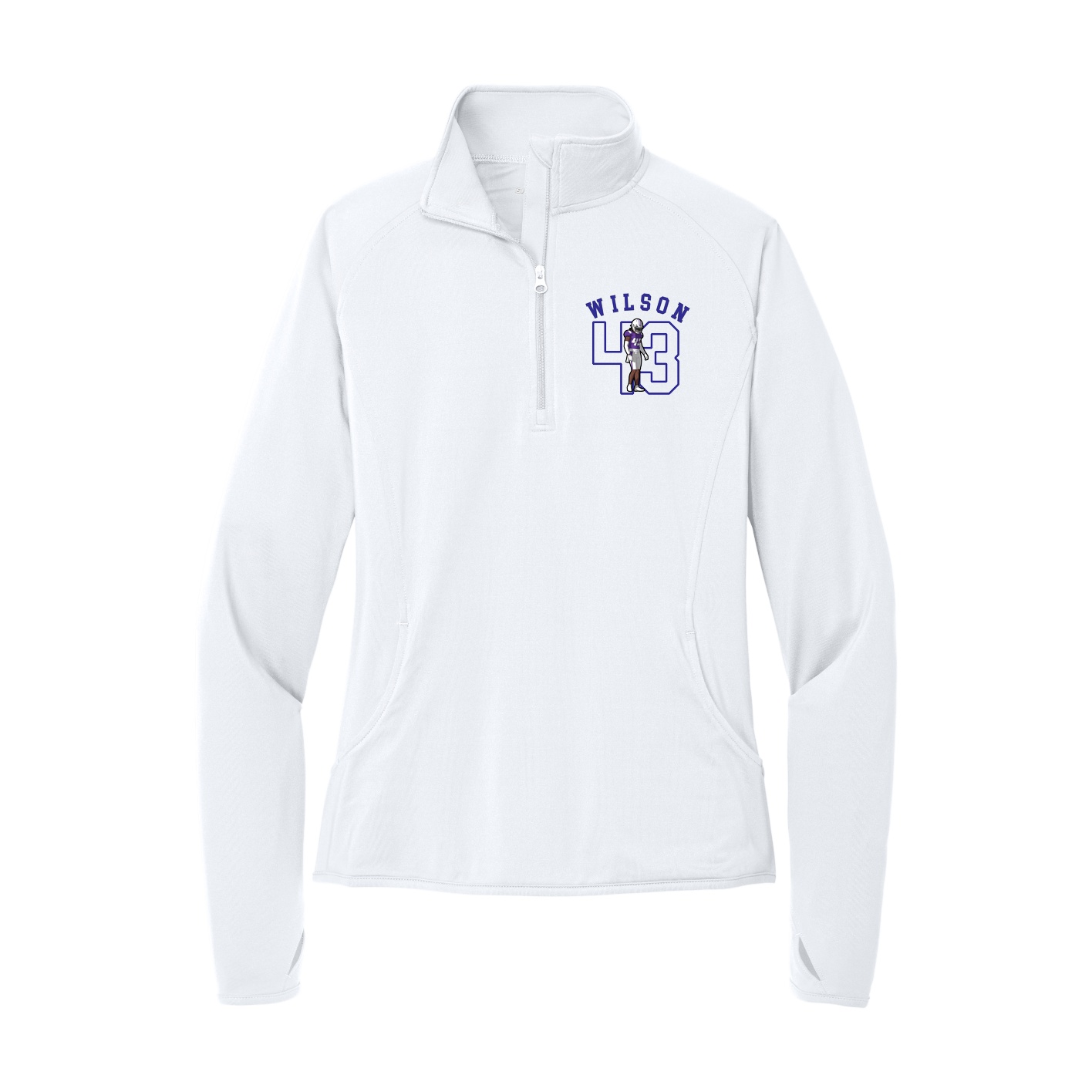 Women's Q-Zip Pullover — Shirsey Arch in White