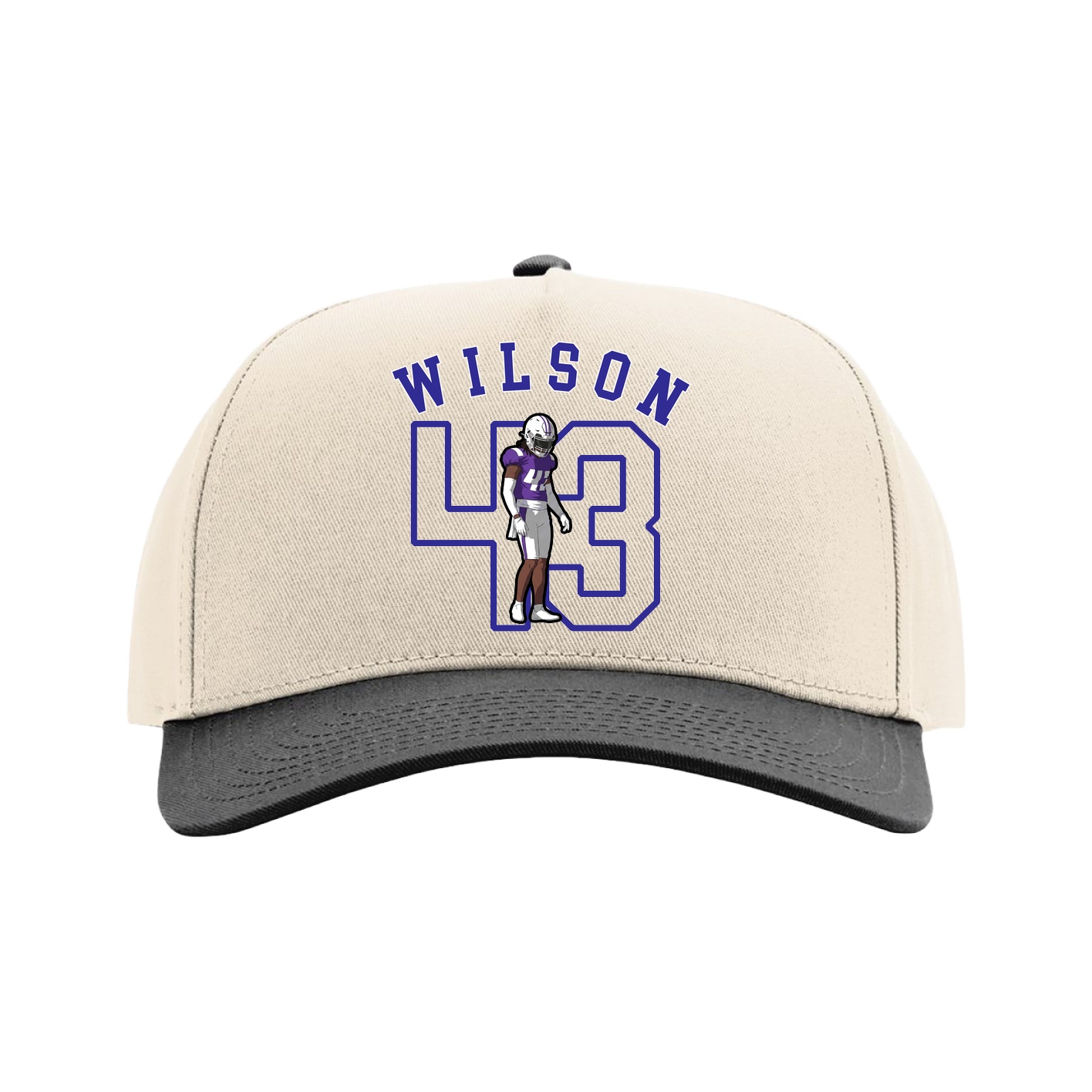 Full Fabric Five-Panel Champ Cap — Shirsey Arch in Cream/Black