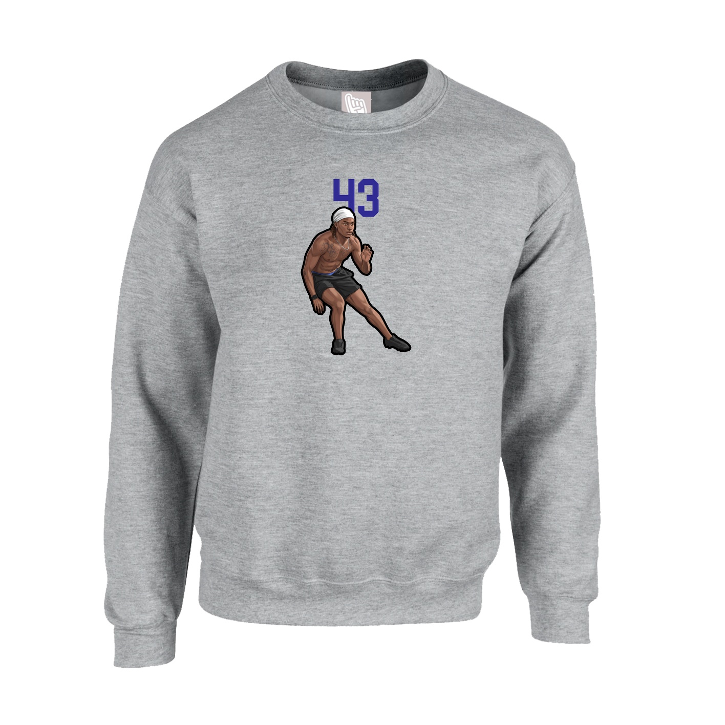 Fleece Crew — Number Top in Grey