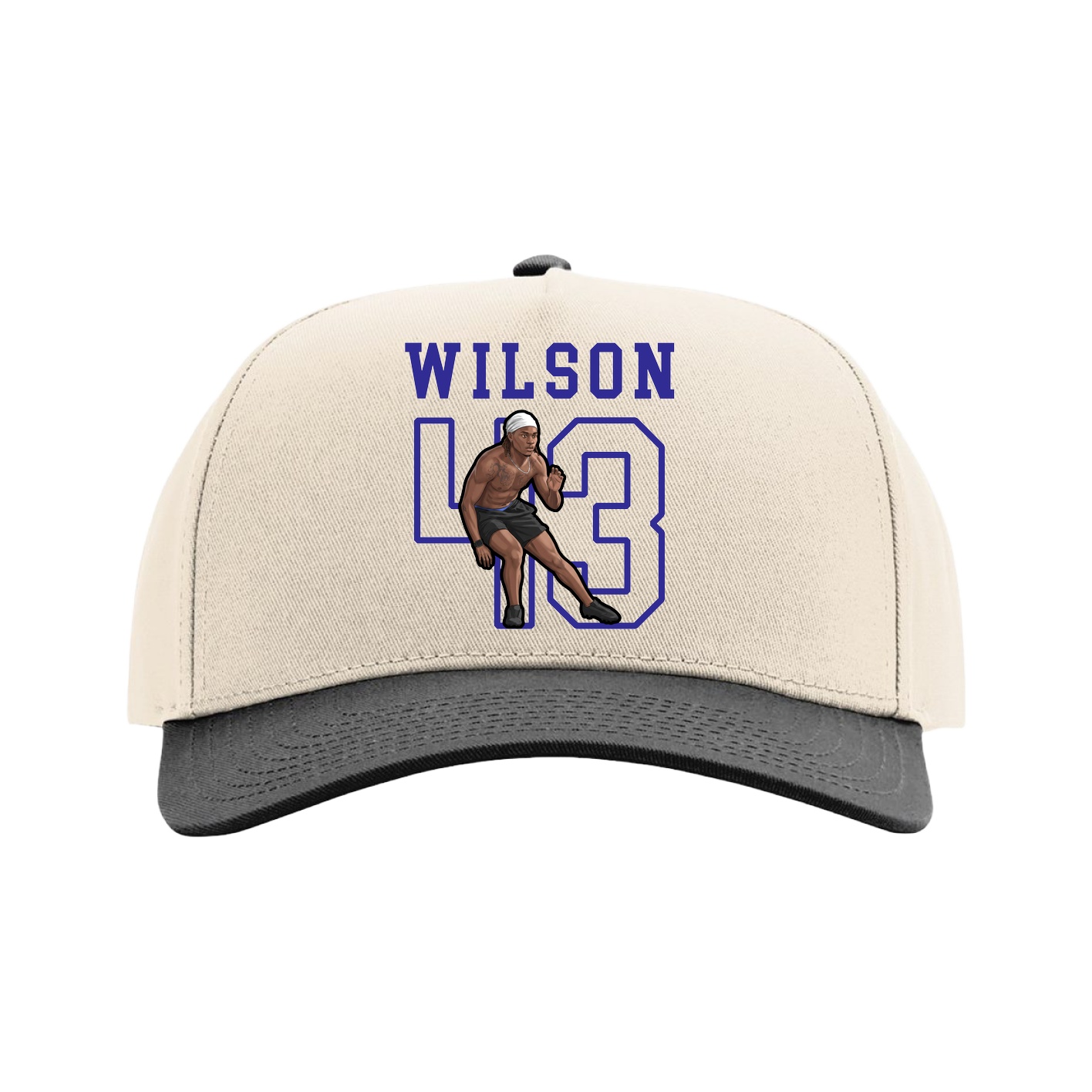 Full Fabric Five-Panel Champ Cap — Shirsey in Cream/Black