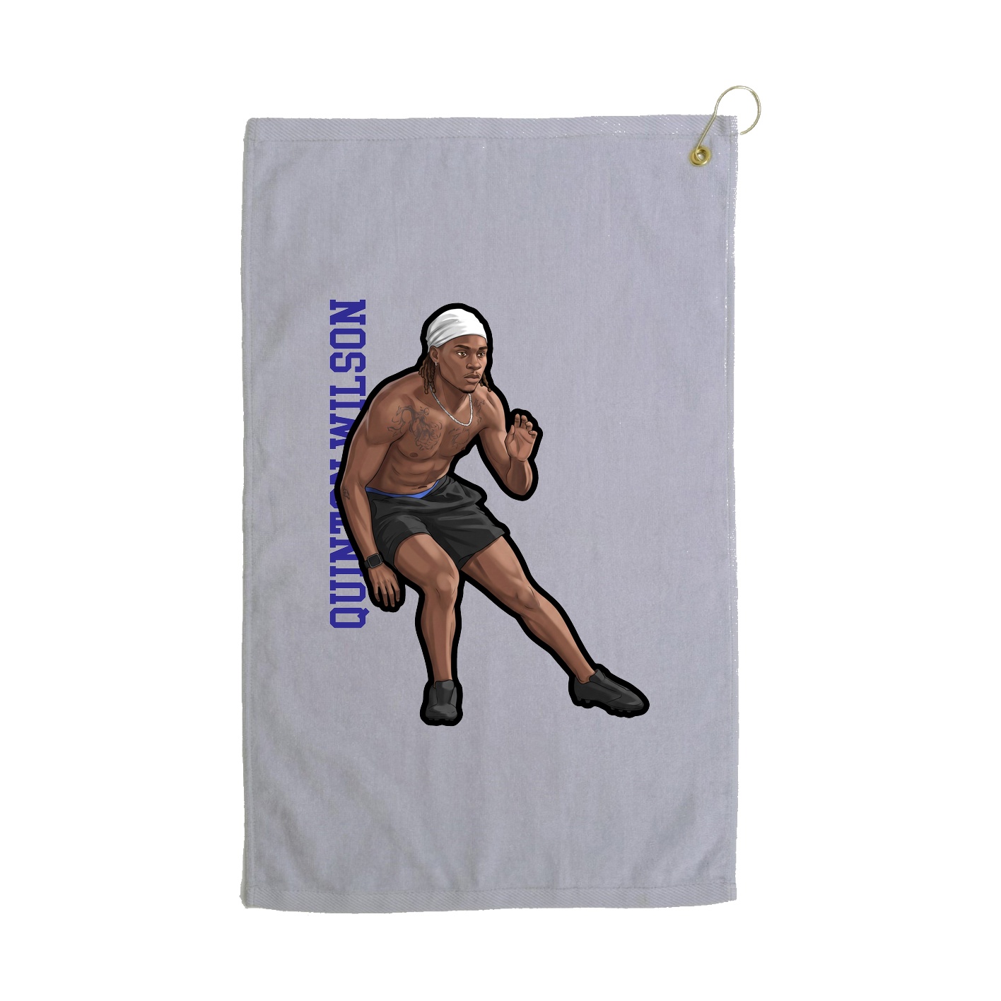 Golf Towel — Name Vertical in Grey