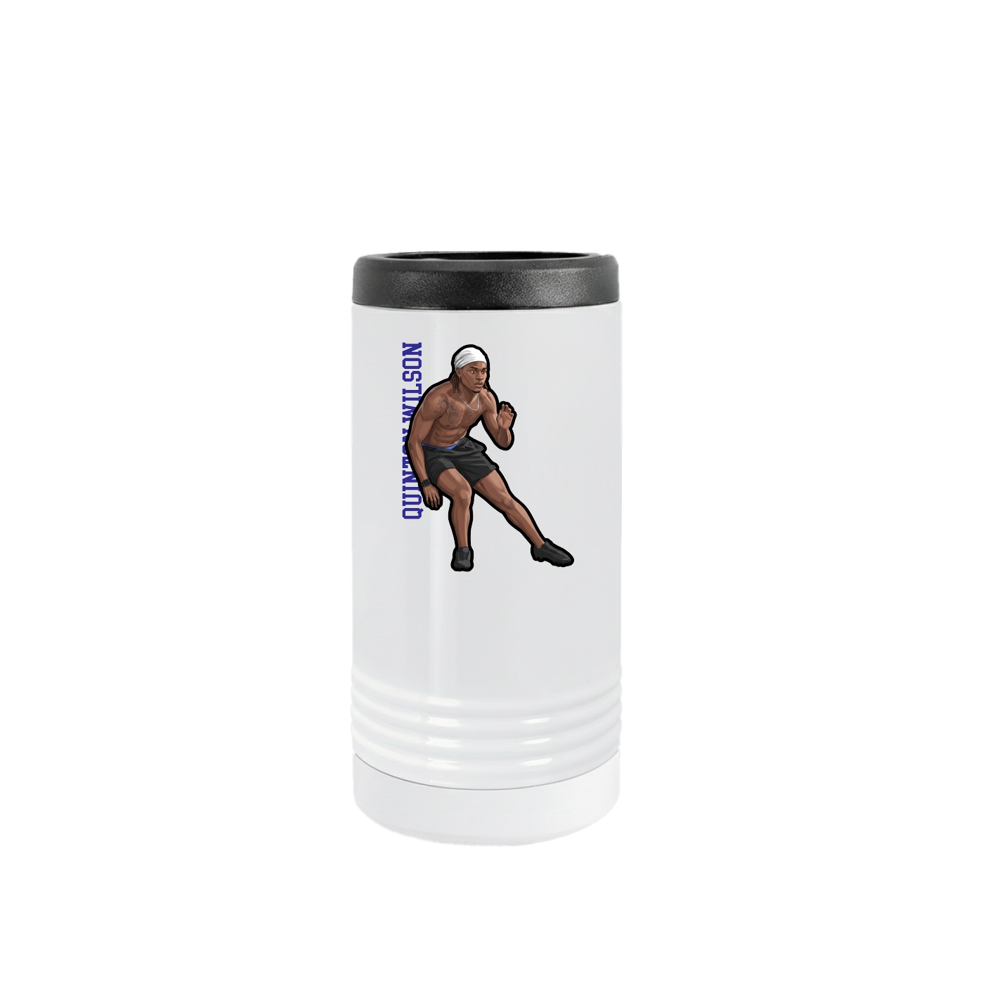 Slim Beverage Holder — Name Vertical in White