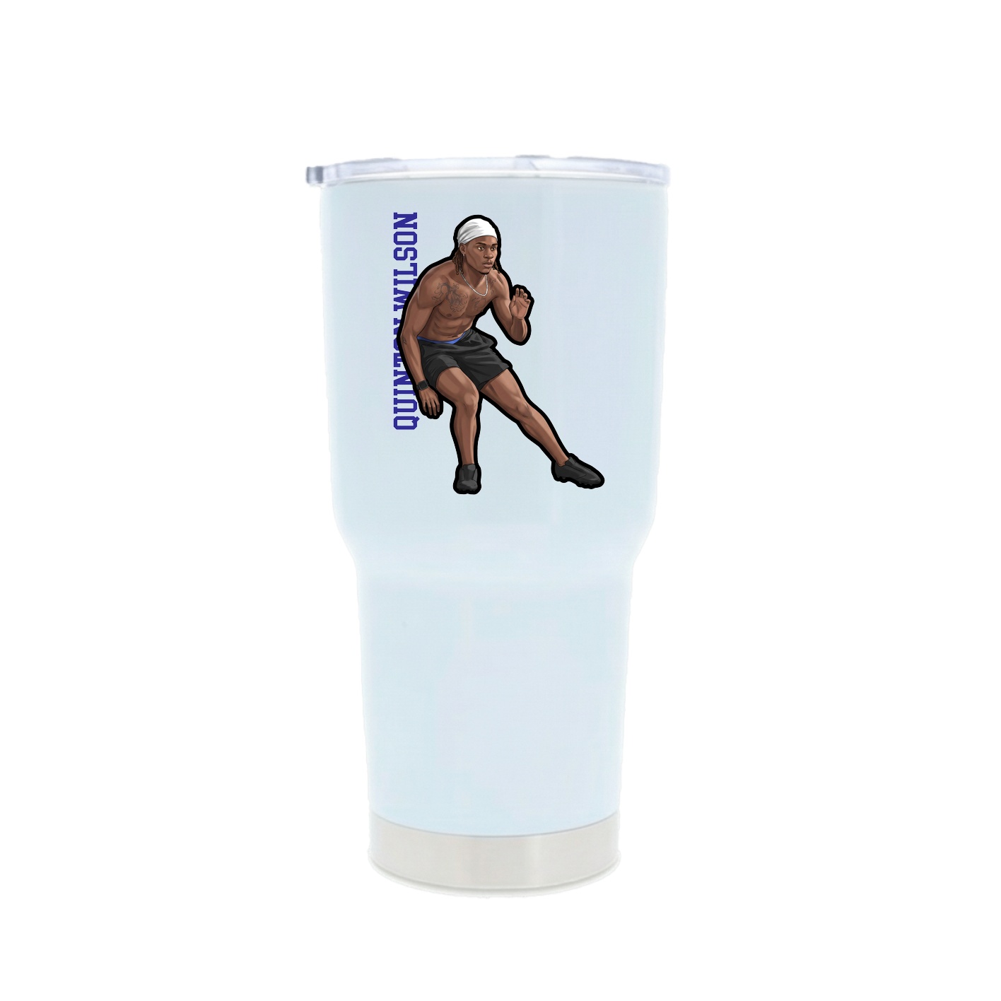 30oz Stainless Steel Tumbler — Name Vertical in White