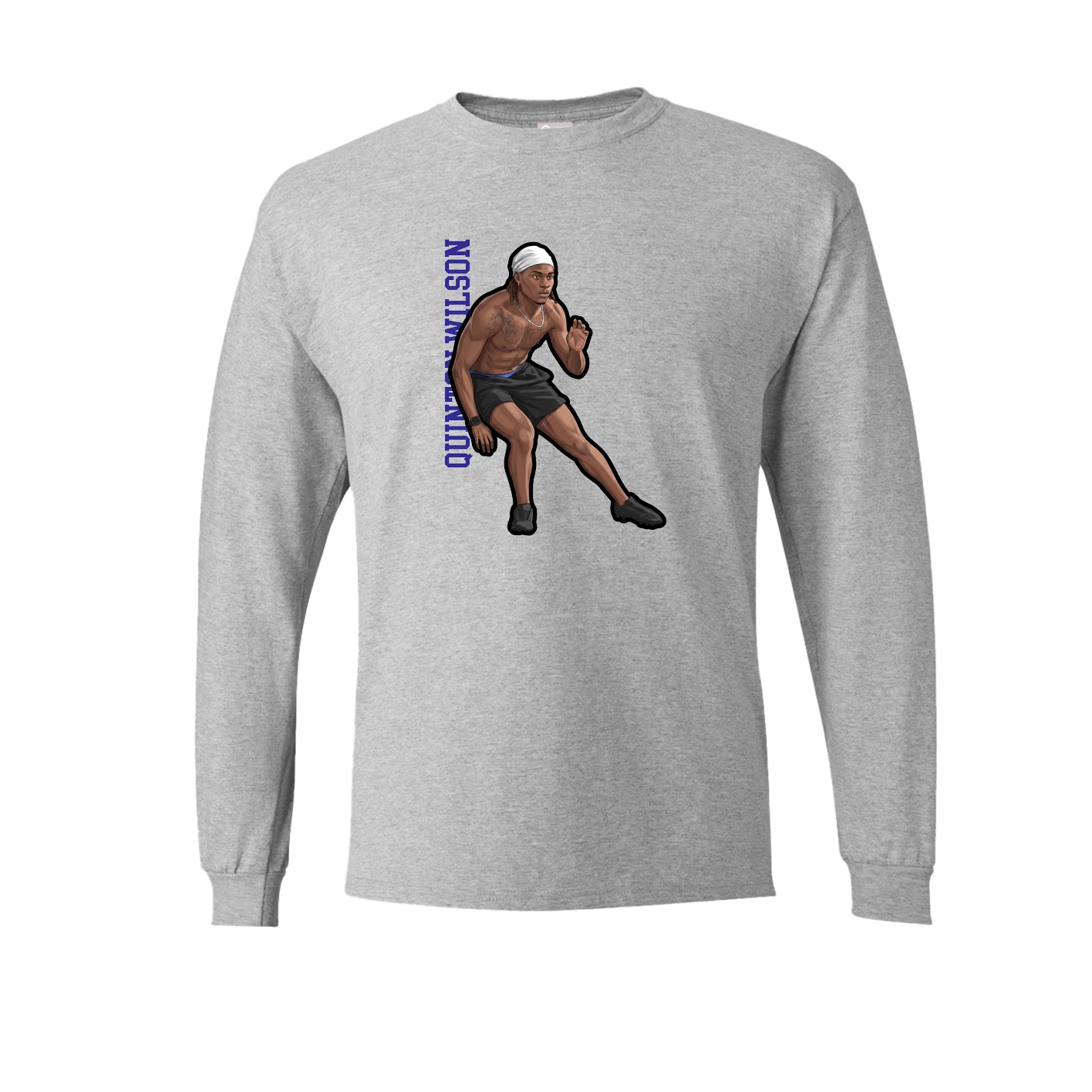 Long Sleeve Tee — Name Vertical in Grey