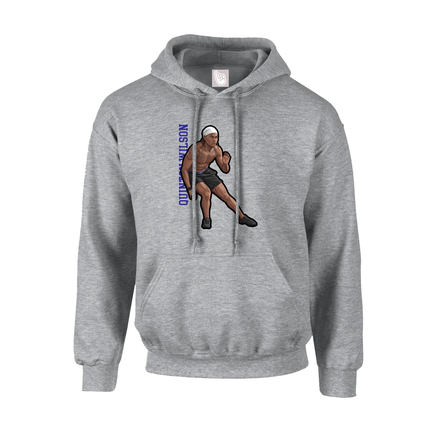 Hoodie — Name Vertical in Grey