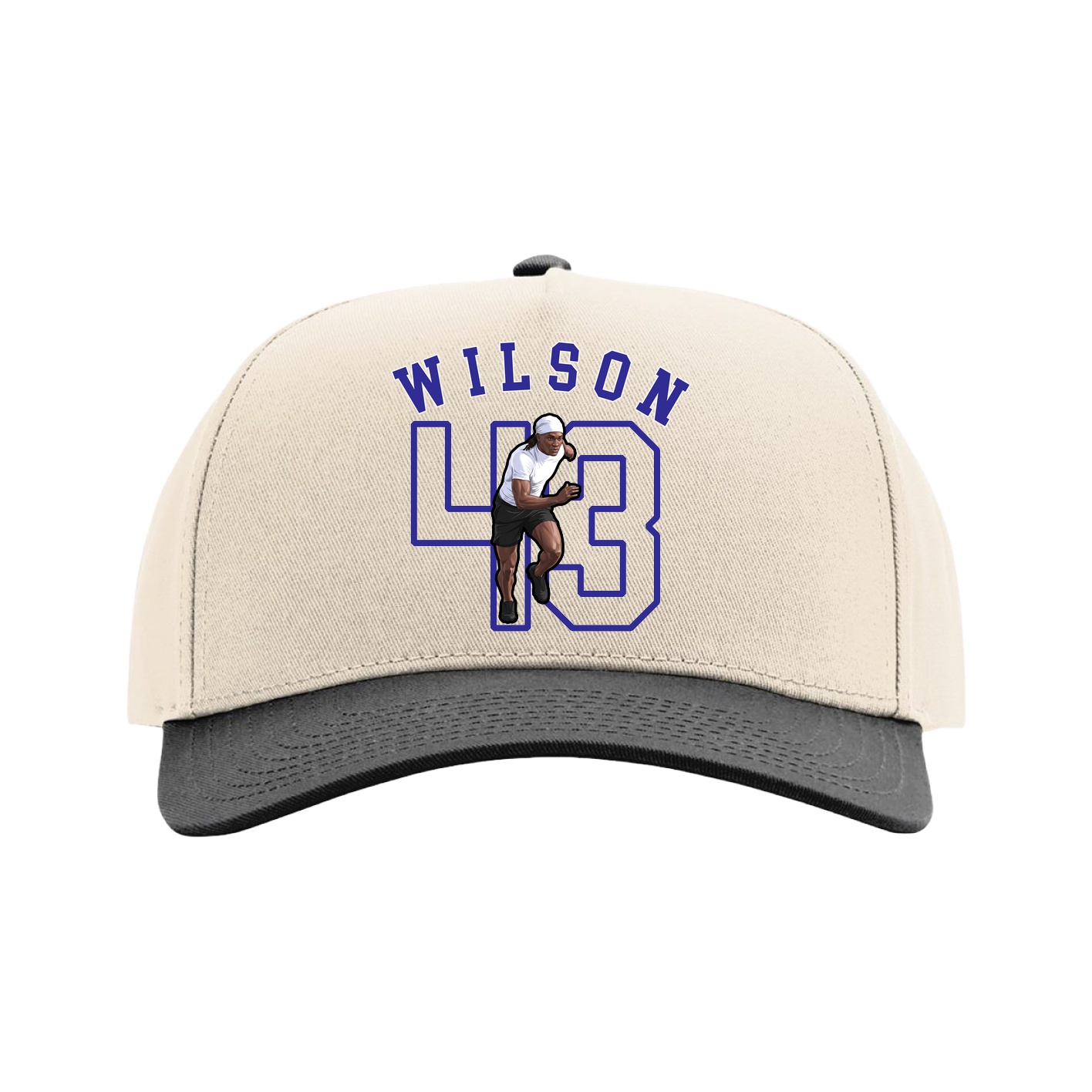 Full Fabric Five-Panel Champ Cap — Shirsey Arch in Cream/Black