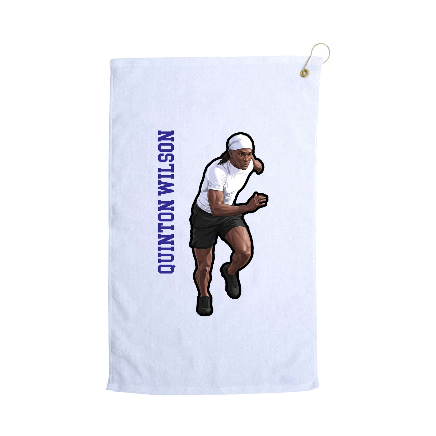 Golf Towel — Name Vertical in White