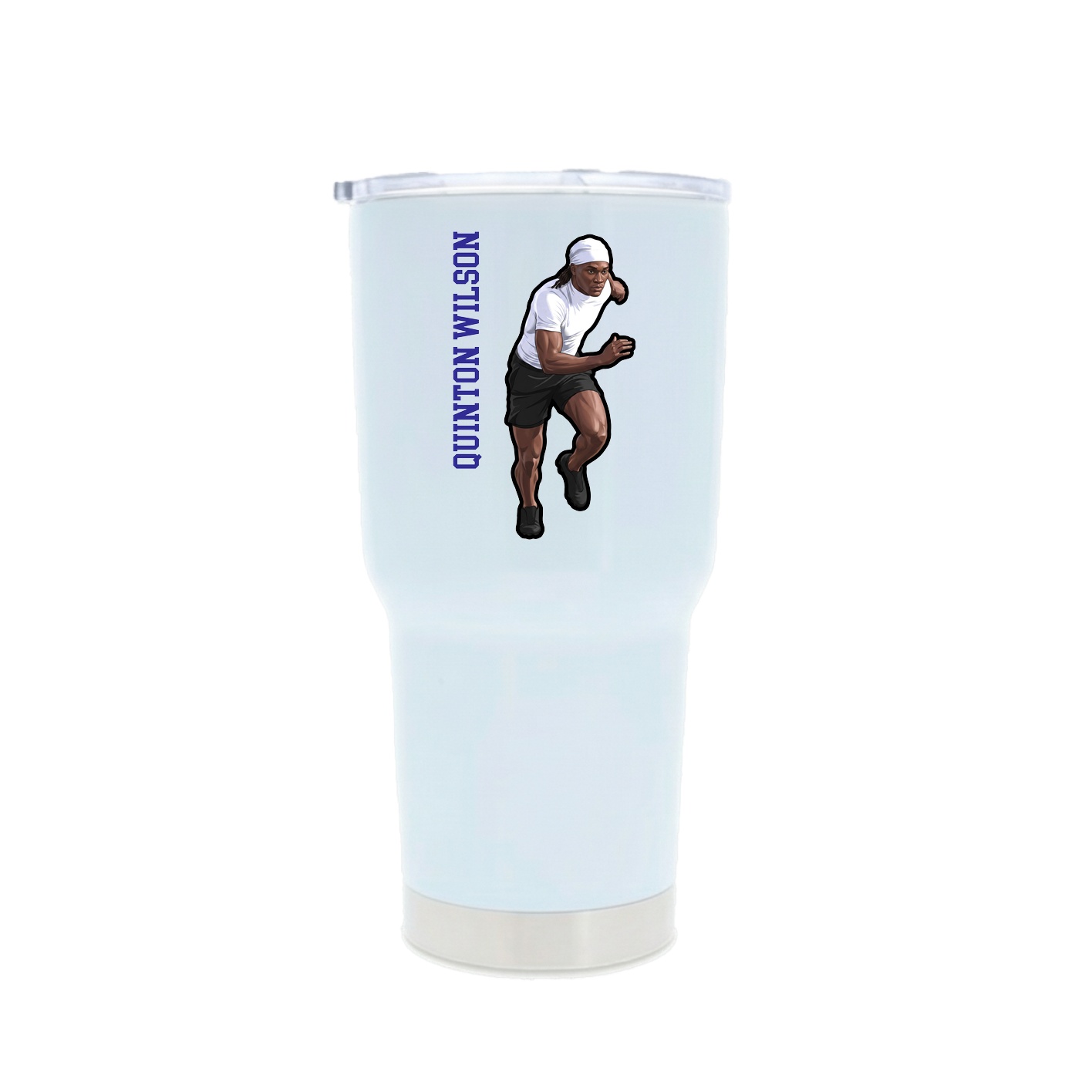30oz Stainless Steel Tumbler — Name Vertical in White