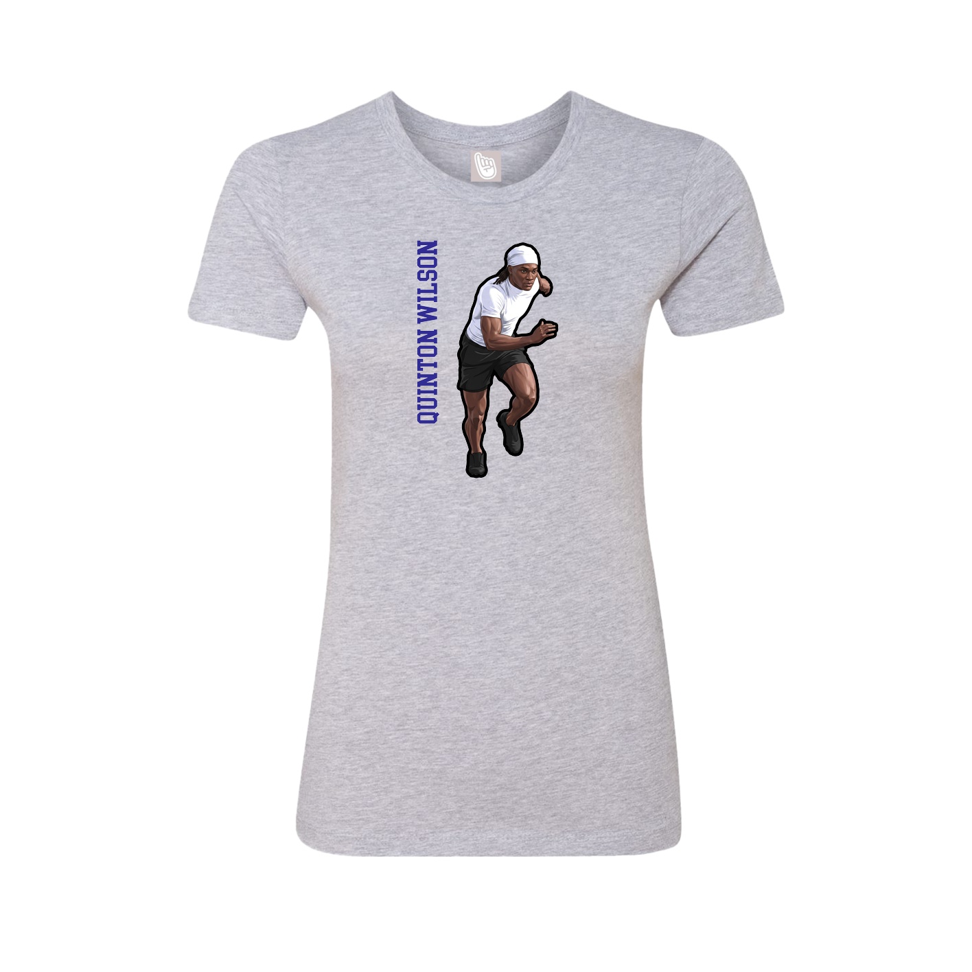 Womens Tee — Name Vertical in Grey
