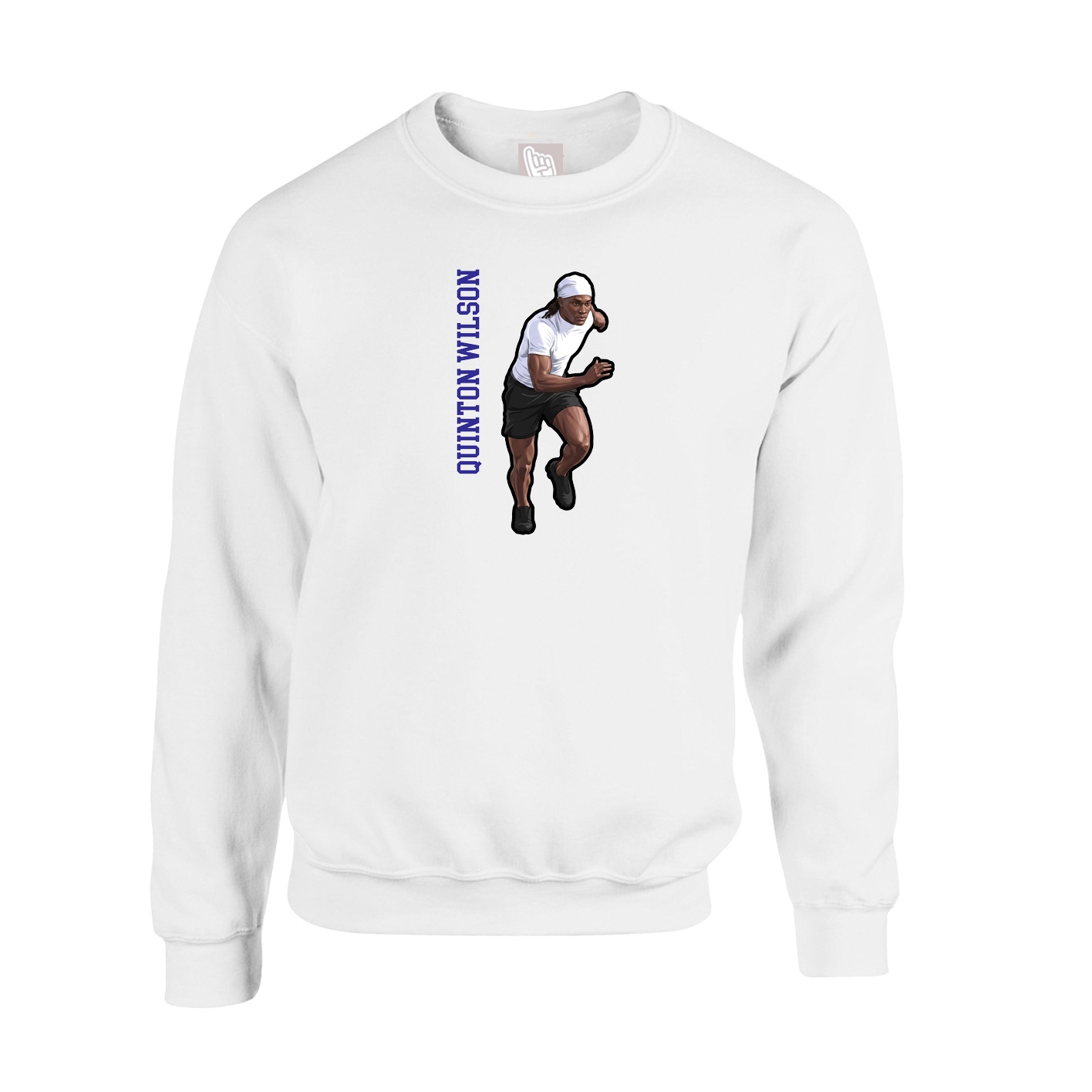 Fleece Crew — Name Vertical in White