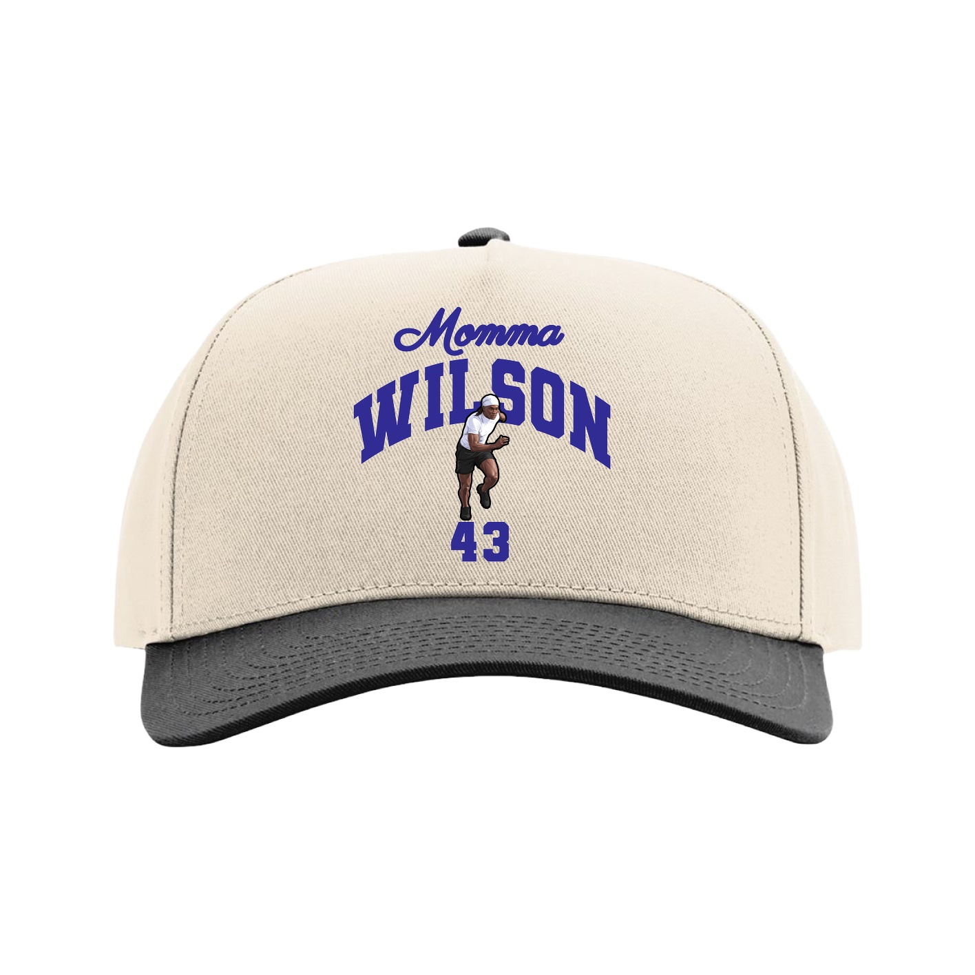Full Fabric Five-Panel Champ Cap — Mothers Day Arch in Cream/Black