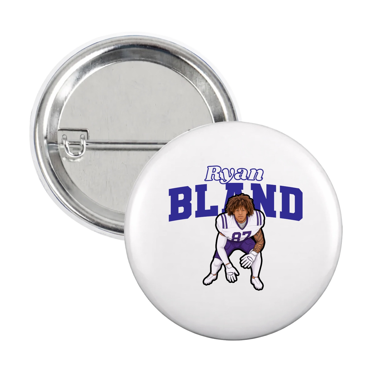 Game Day Button — Name Arch in White