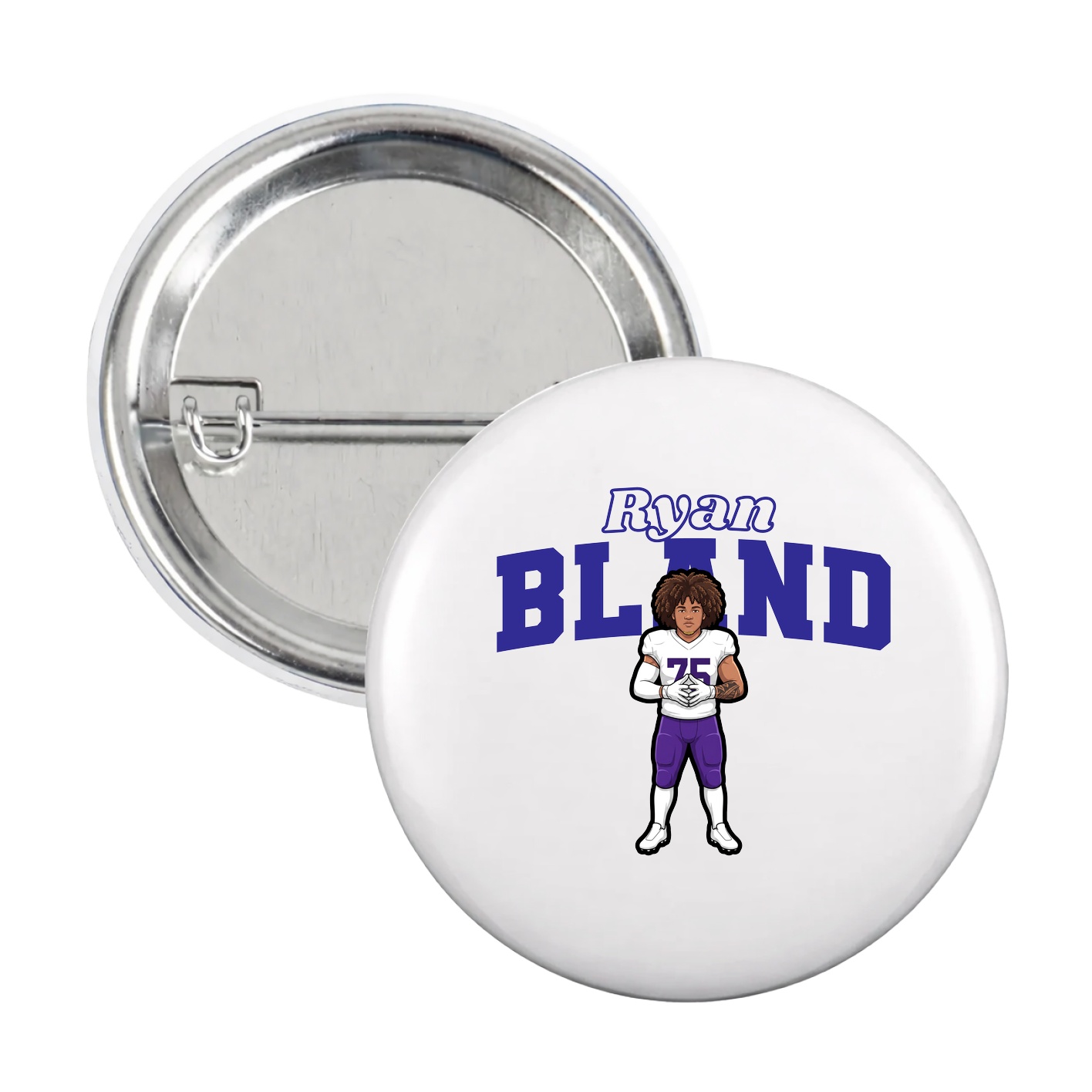 Game Day Button — Name Arch in White