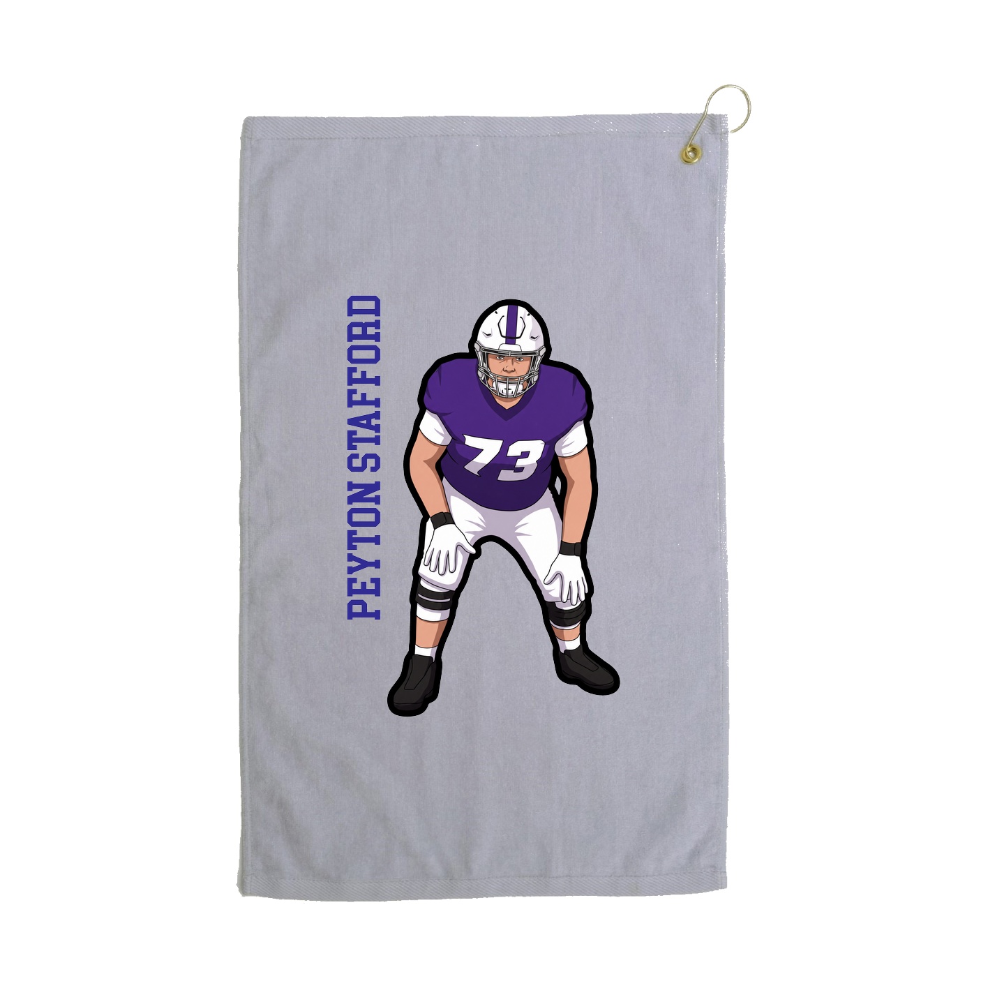 Golf Towel — Name Vertical in Grey