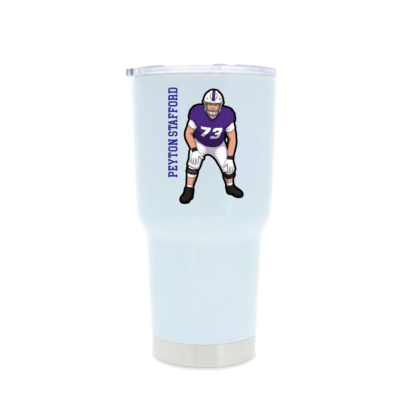 30oz Stainless Steel Tumbler — Name Vertical in White