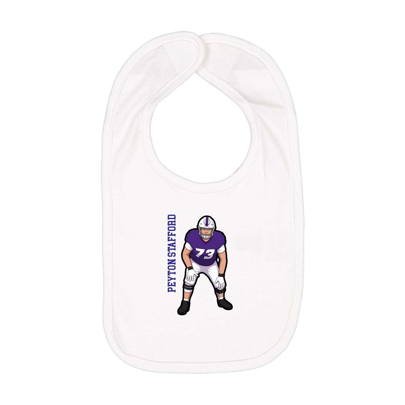 Infant Bib — Name Vertical in White