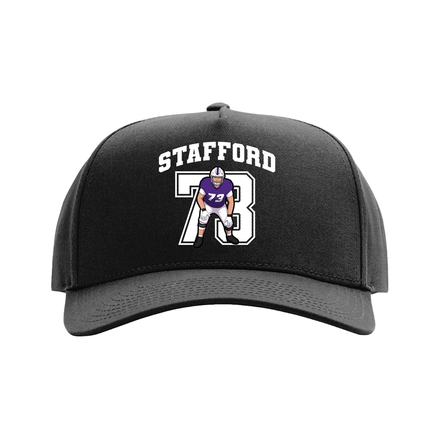 Full Fabric Five-Panel Champ Cap — Number in Black