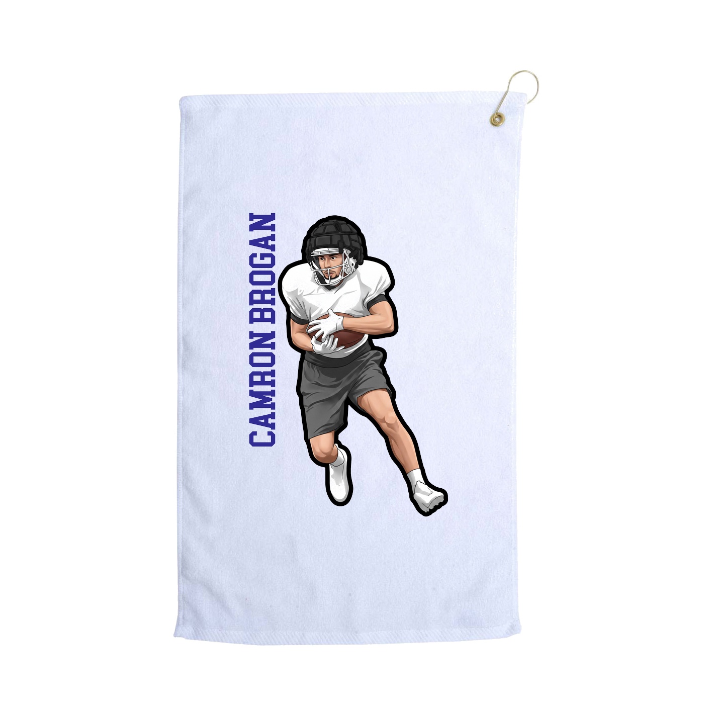 Golf Towel — Name Vertical in White