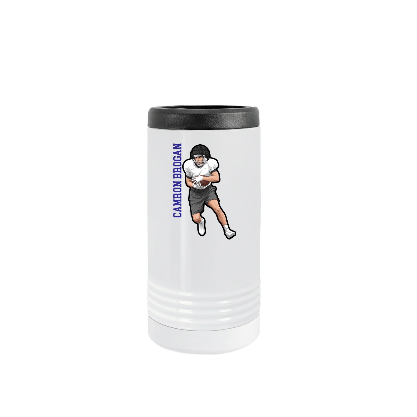 Slim Beverage Holder — Name Vertical in White