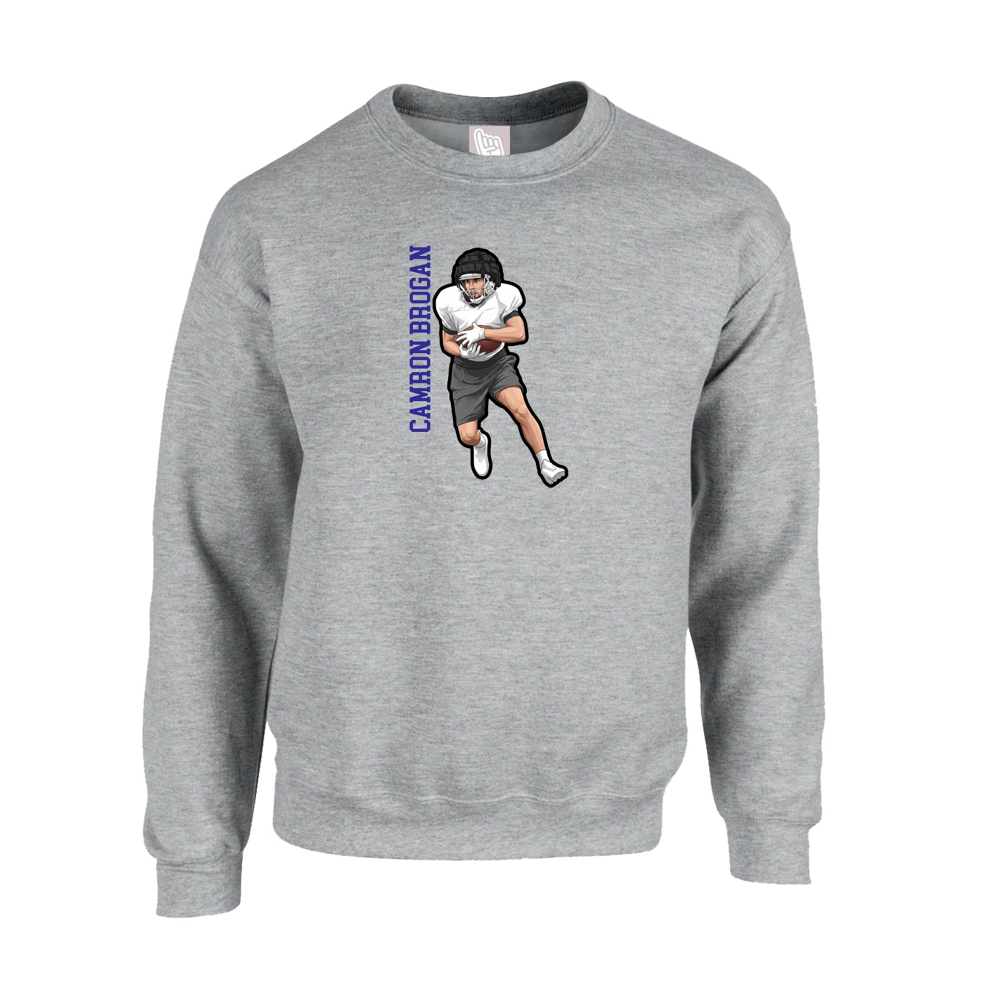 Fleece Crew — Name Vertical in Grey
