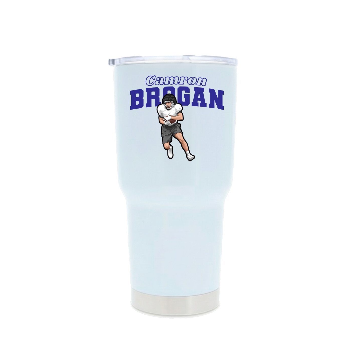 30oz Stainless Steel Tumbler — Name Arch in White