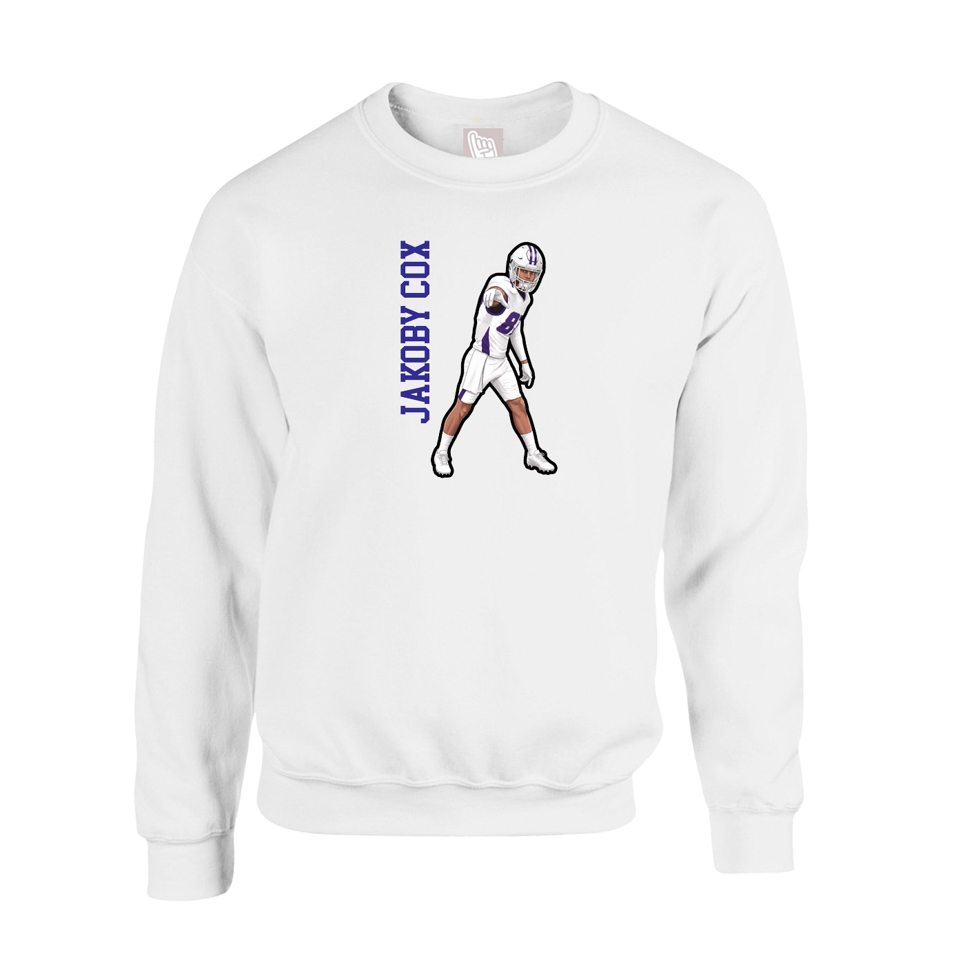 Fleece Crew — Name Vertical in White