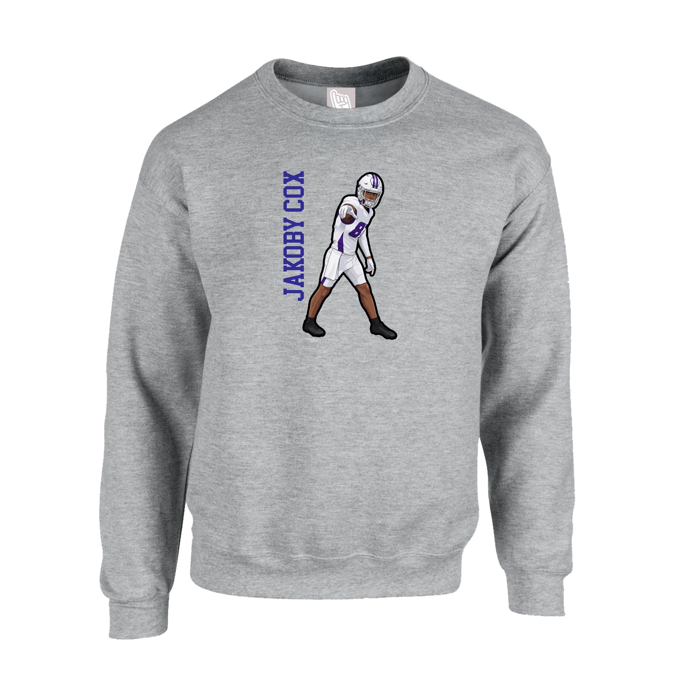 Fleece Crew — Name Vertical in Grey