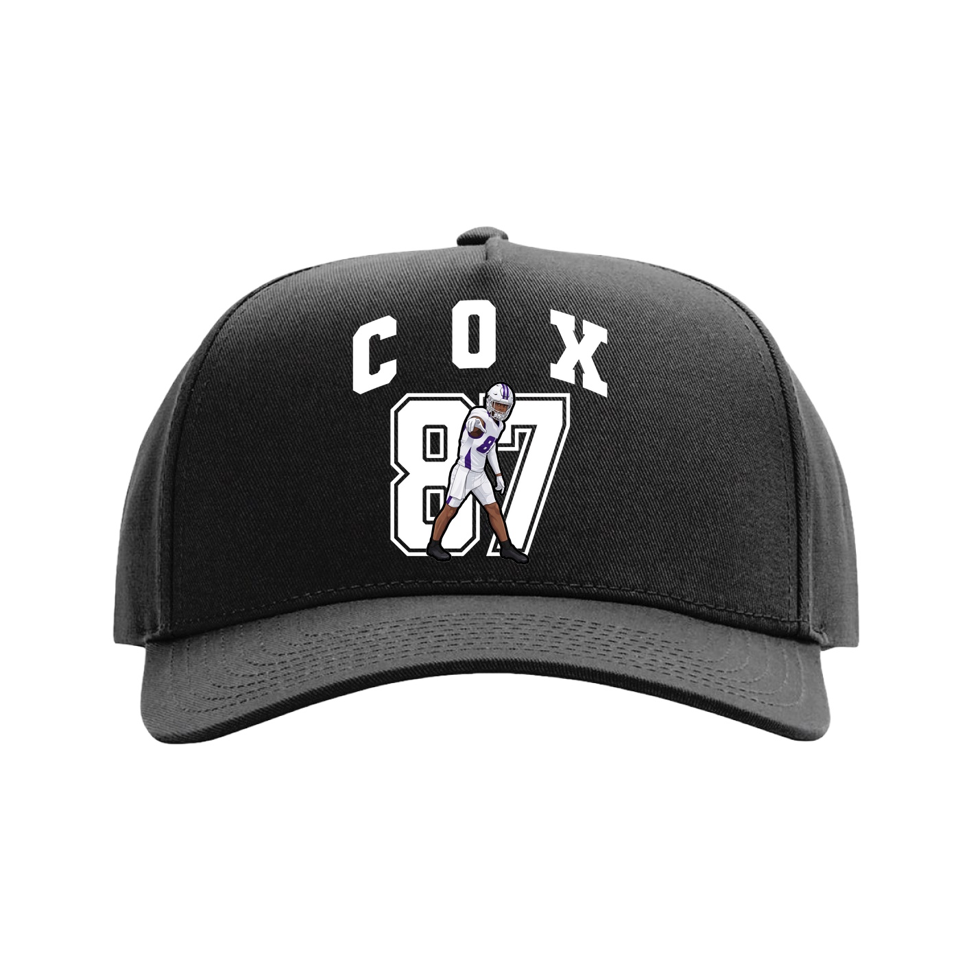 Full Fabric Five-Panel Champ Cap — Number in Black
